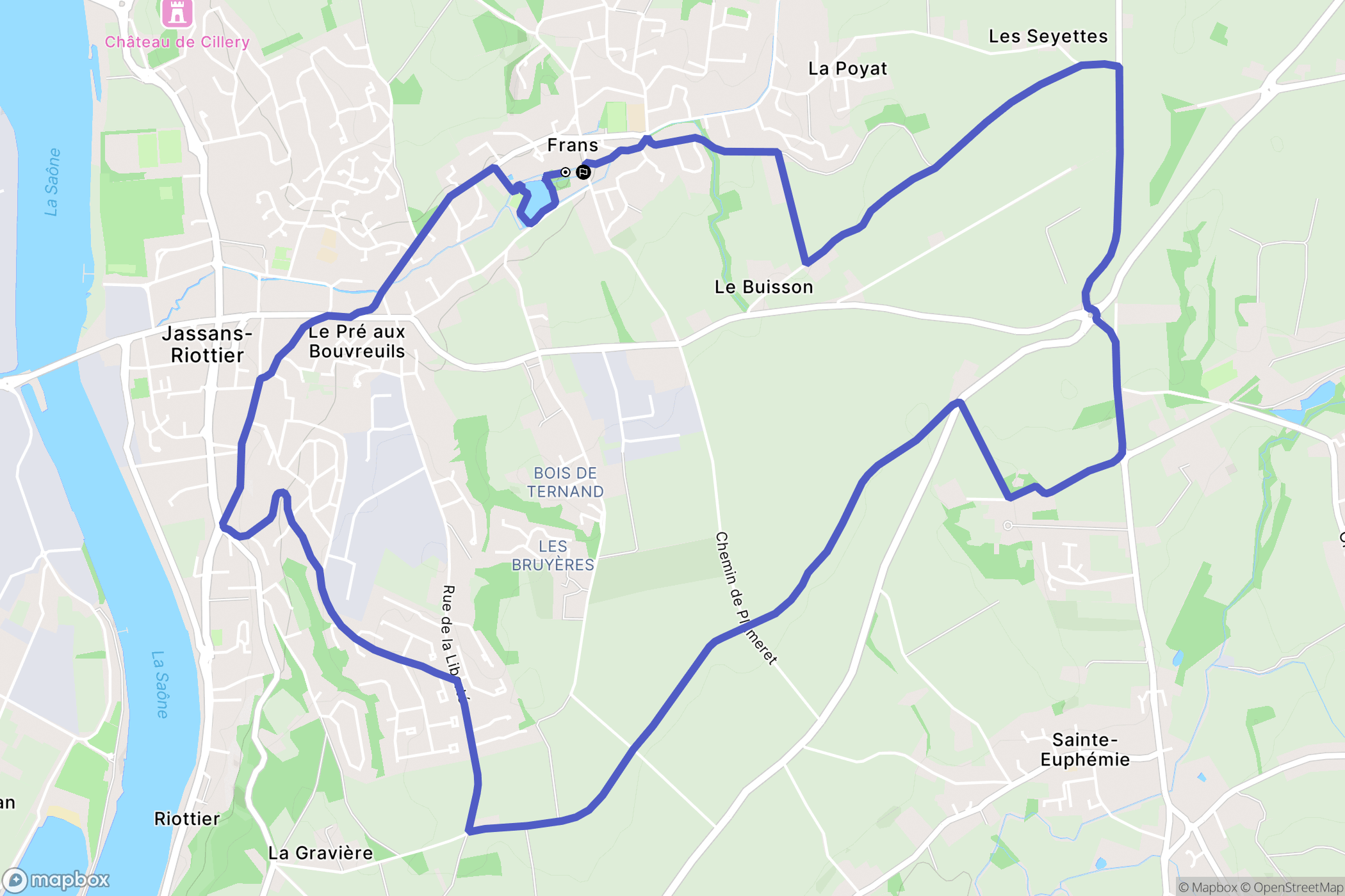 Frans : carte du parcours de randonnée - France