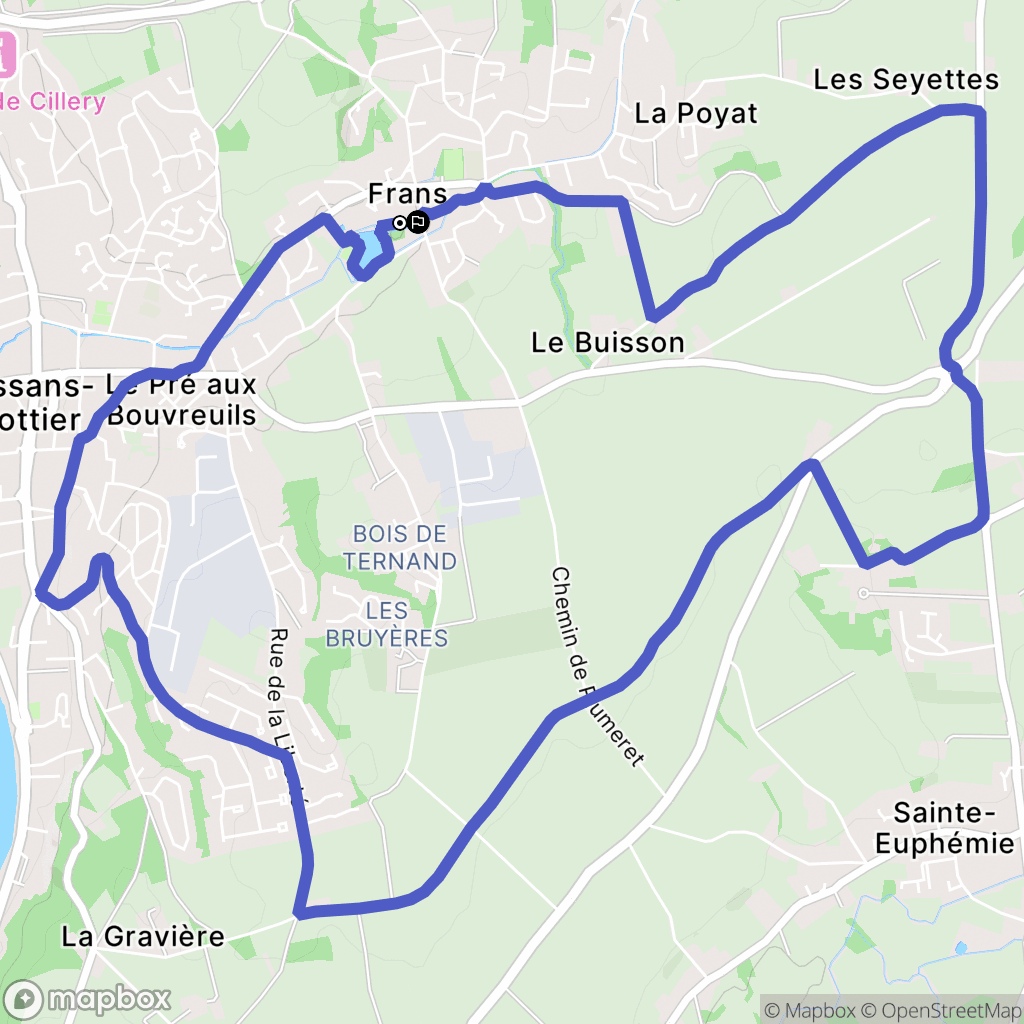 Frans : carte du parcours de randonnée - France