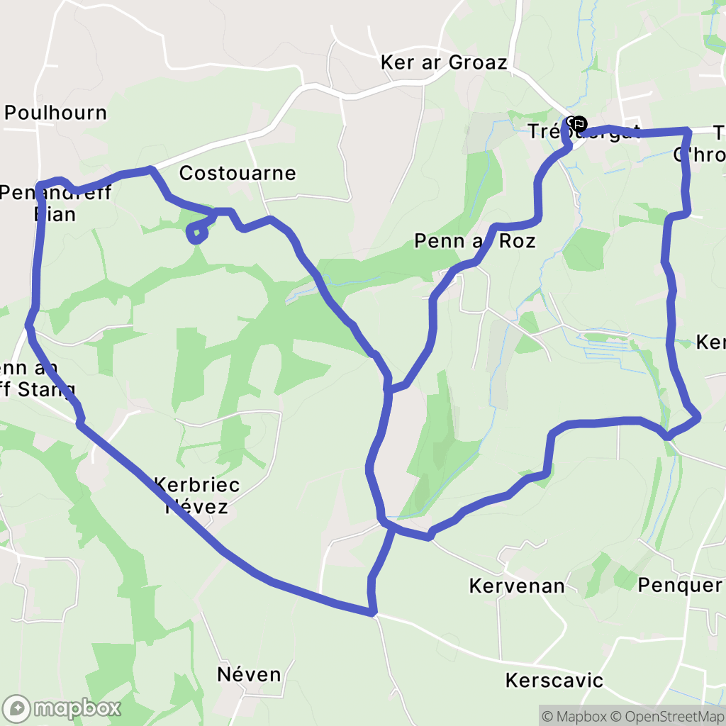 Tréouergat : carte du parcours de randonnée - France
