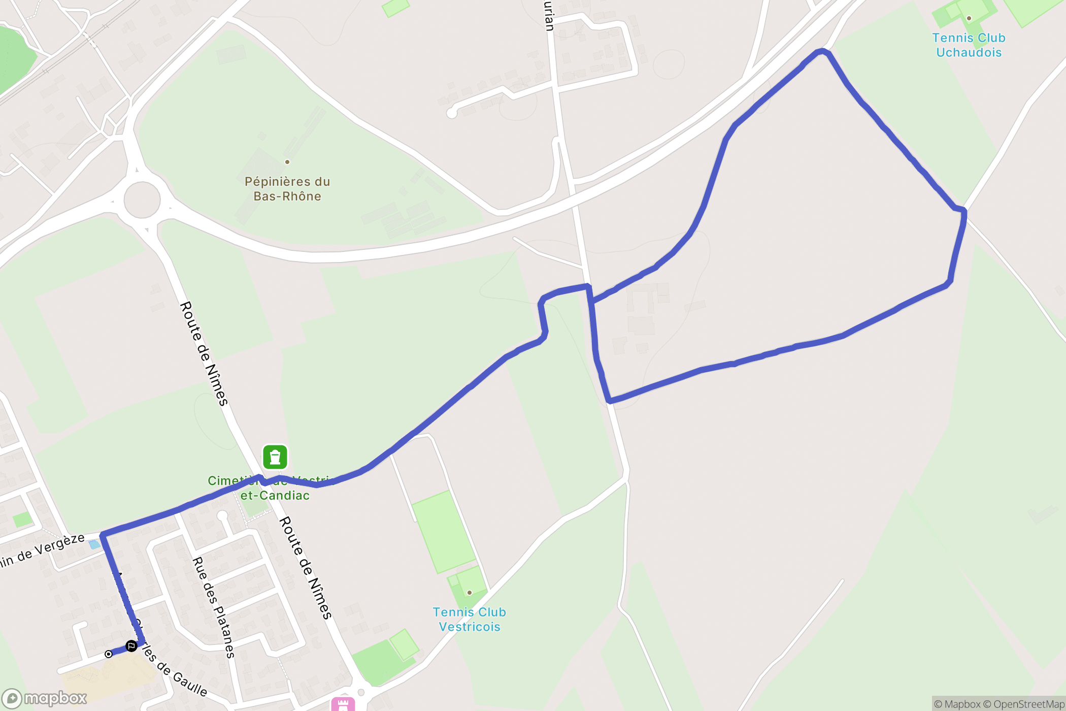 Vestric-et-Candiac : carte du parcours de randonnée - France