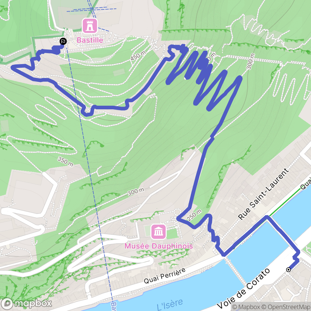 Grenoble : carte du parcours de randonnée - France