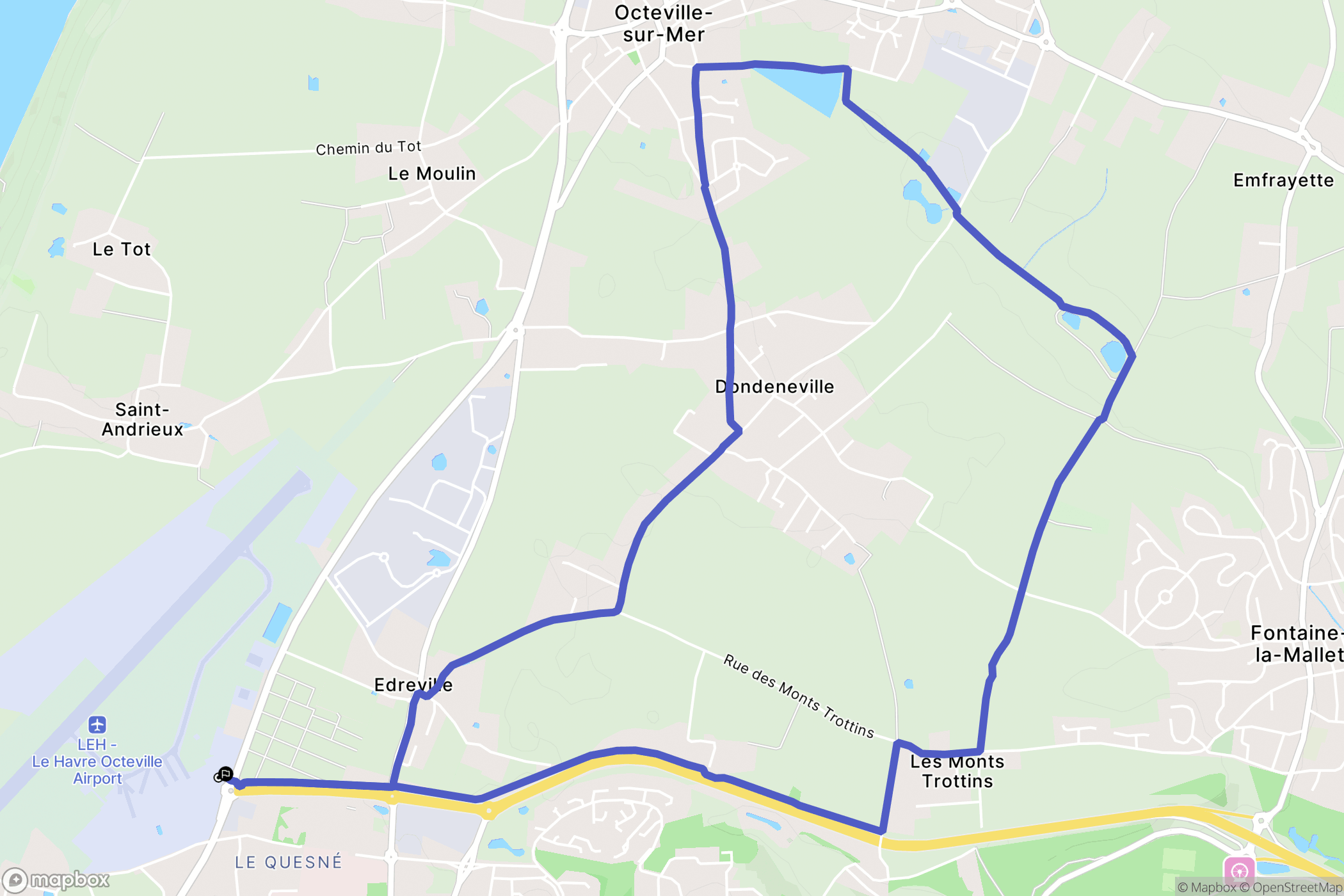 Le Havre : carte du parcours de randonnée - France
