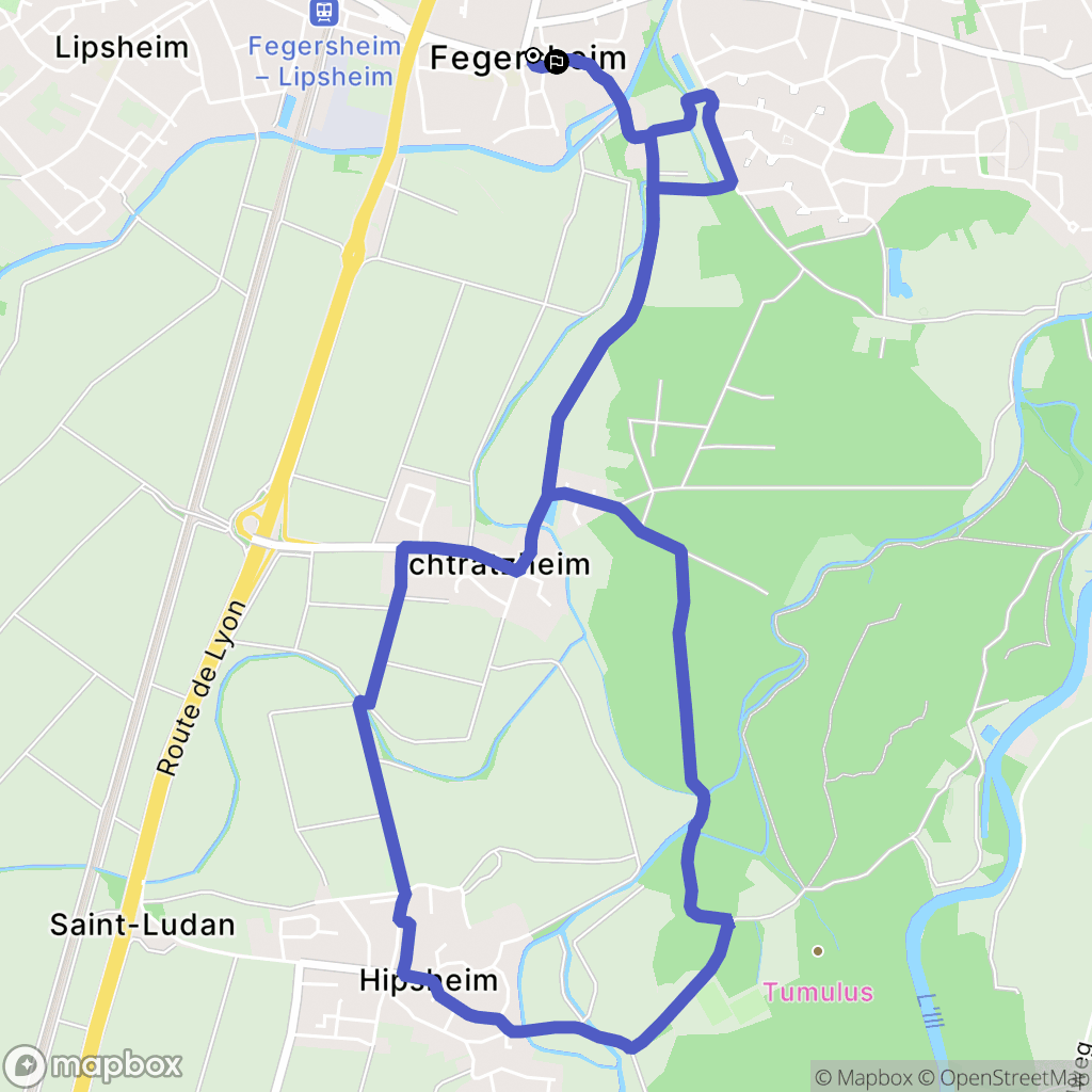Fegersheim : carte du parcours de randonnée - France