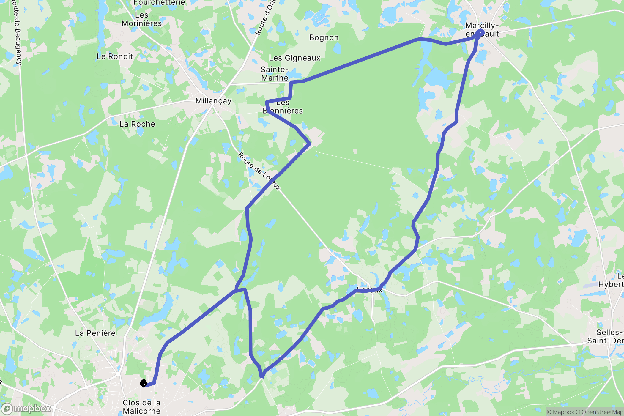 Romorantin-Lanthenay : carte du parcours de randonnée - France