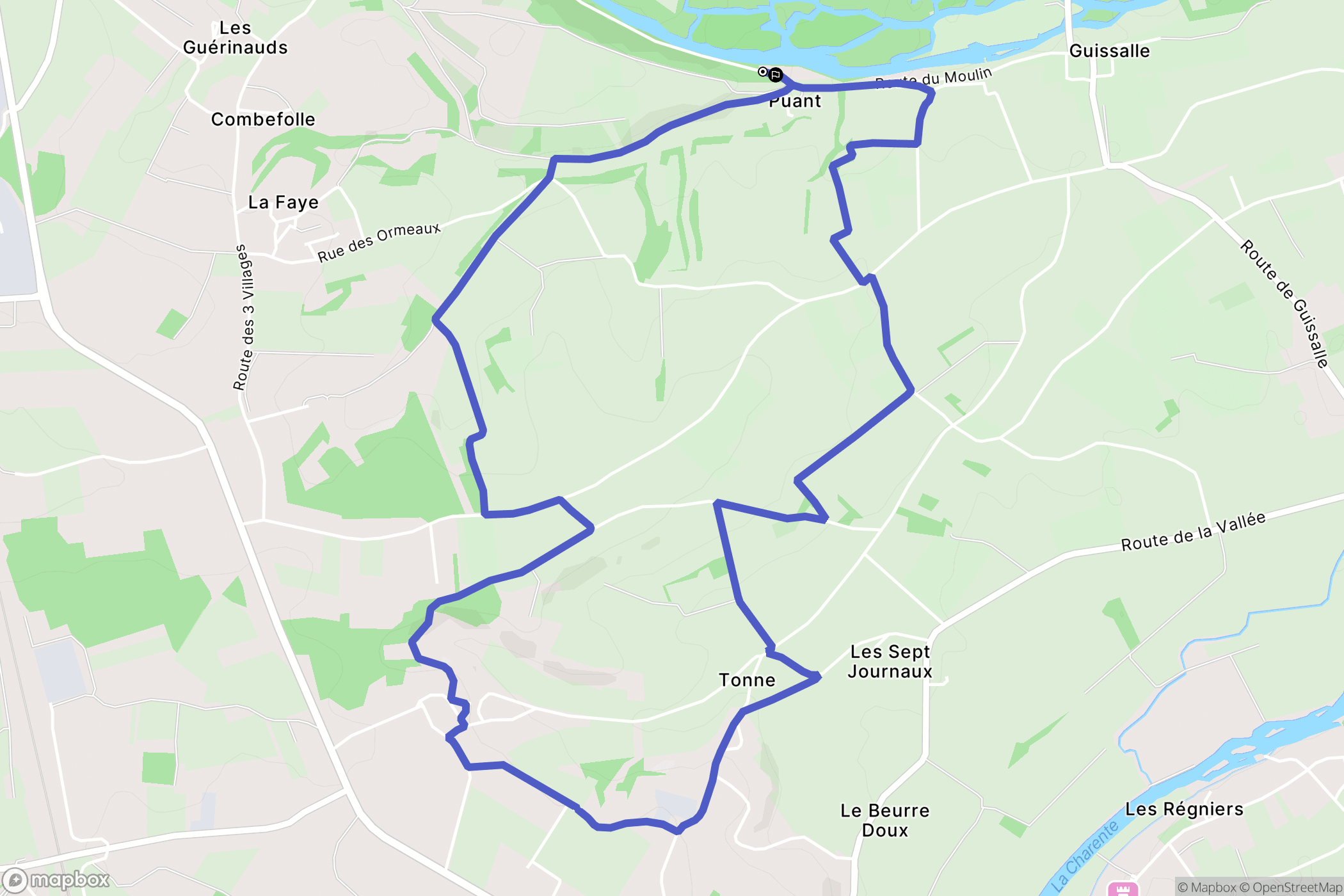 Vindelle : carte du parcours de randonnée - France