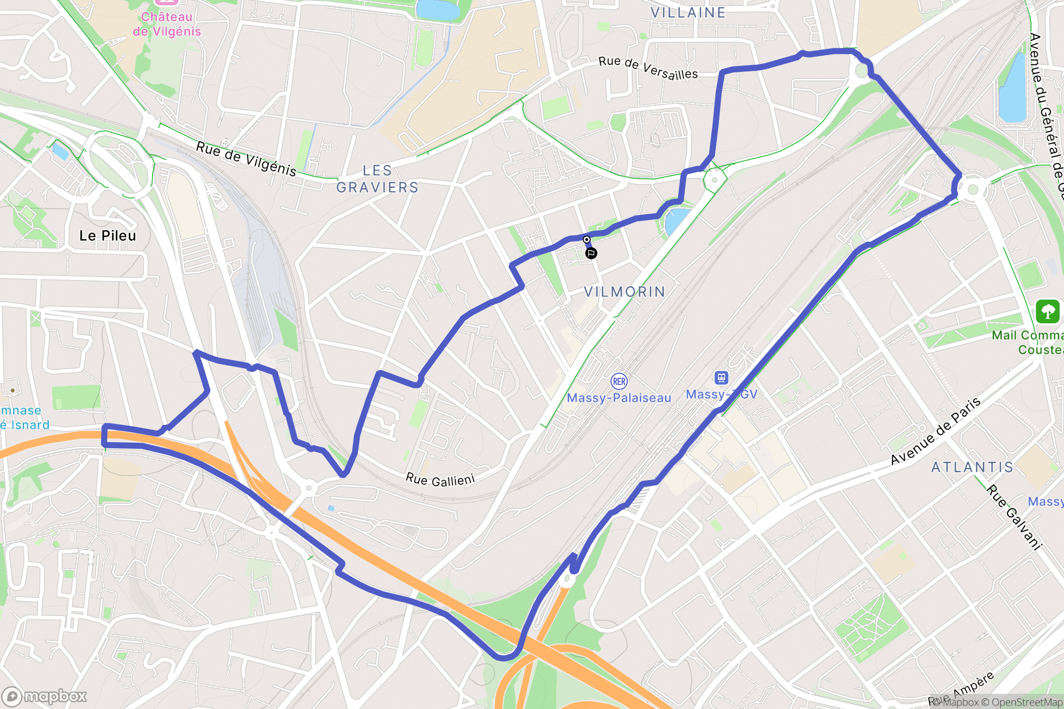 Massy : carte du parcours de randonnée - France