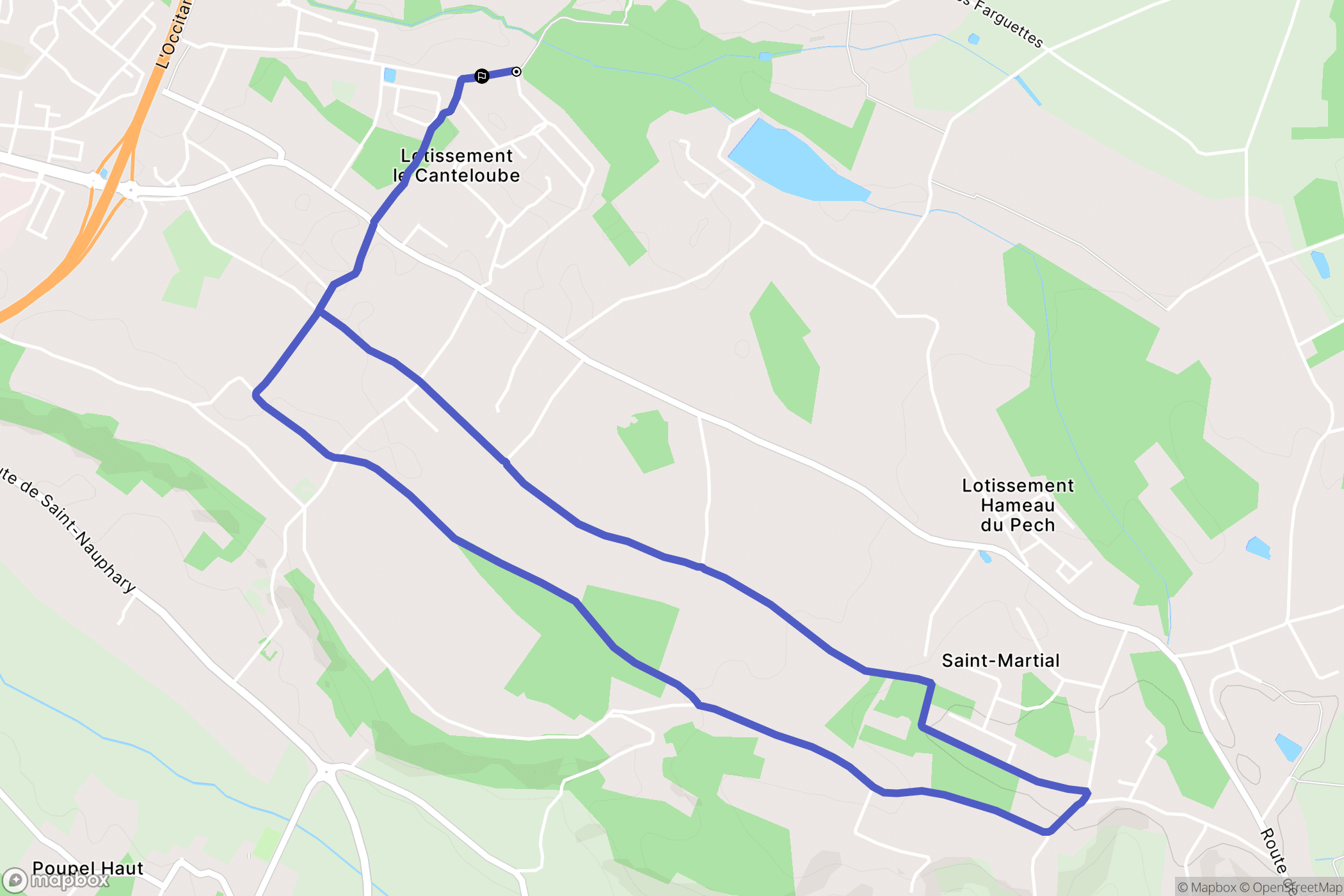Montauban : carte du parcours de randonnée - France