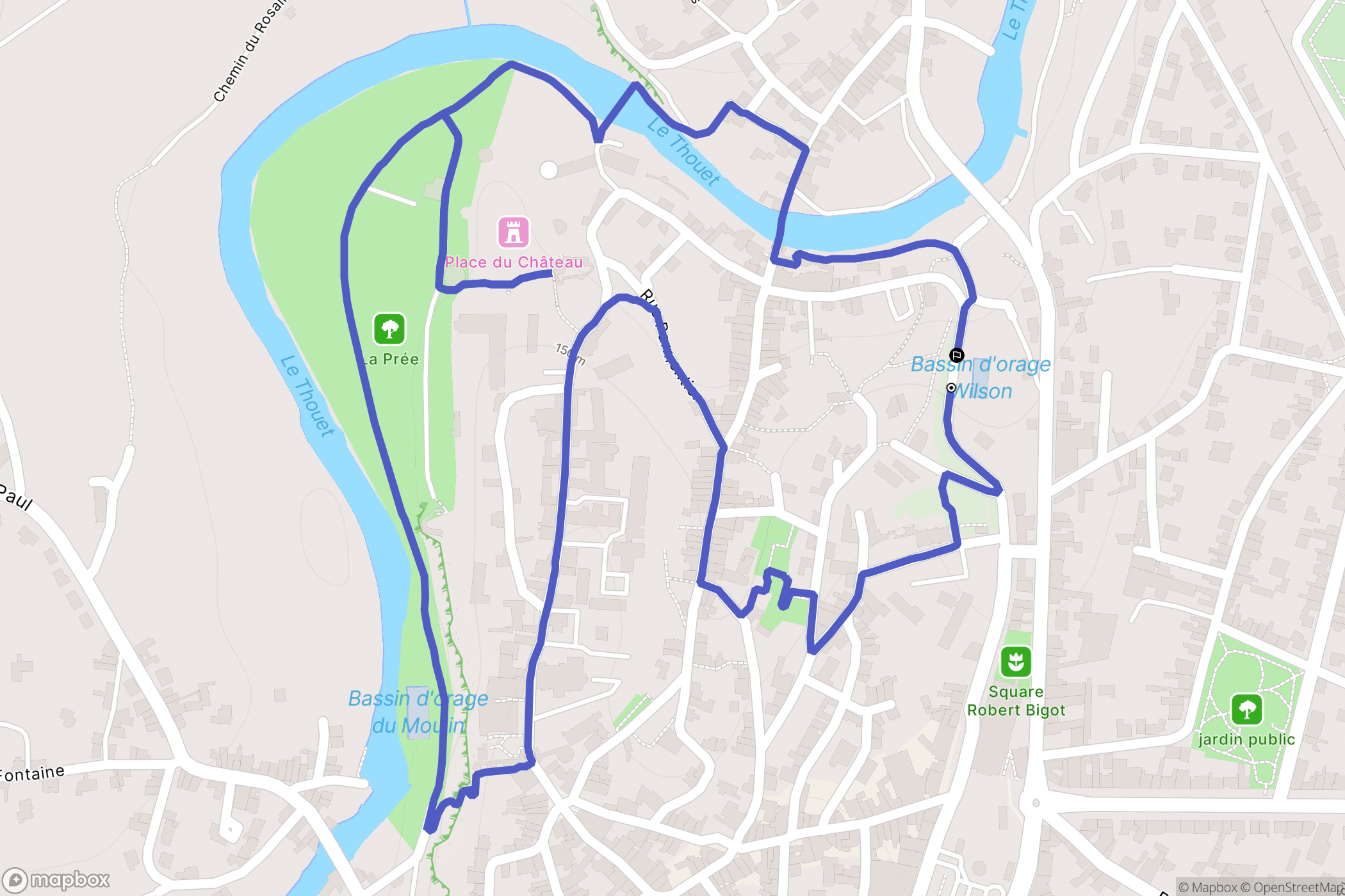 Parthenay : carte du parcours de randonnée - France