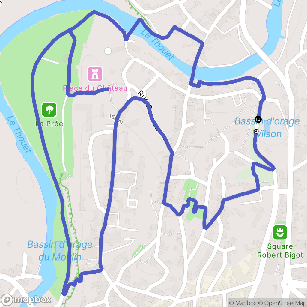 Parthenay : carte du parcours de randonnée - France