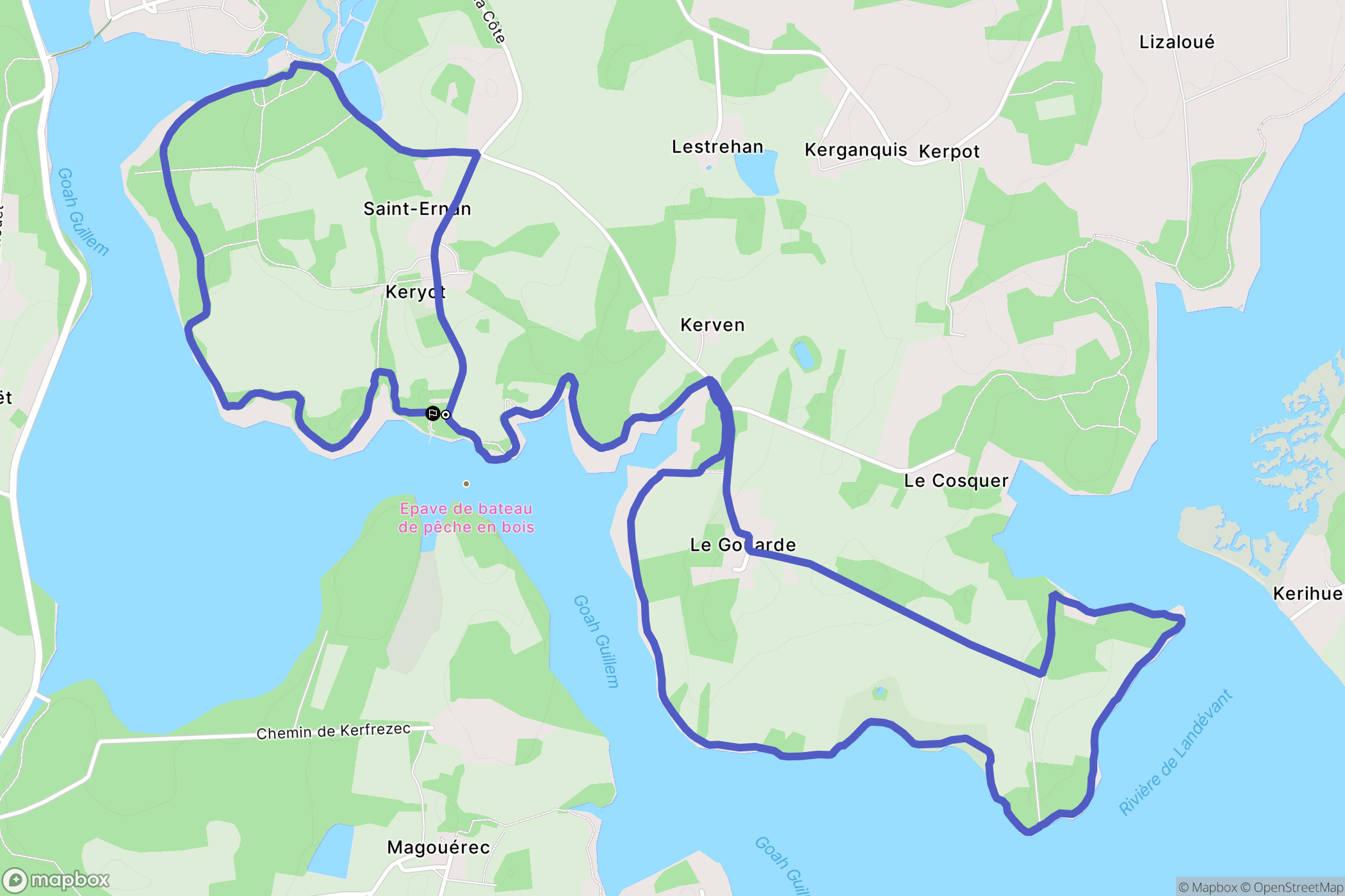 Nostang : carte du parcours de randonnée - France
