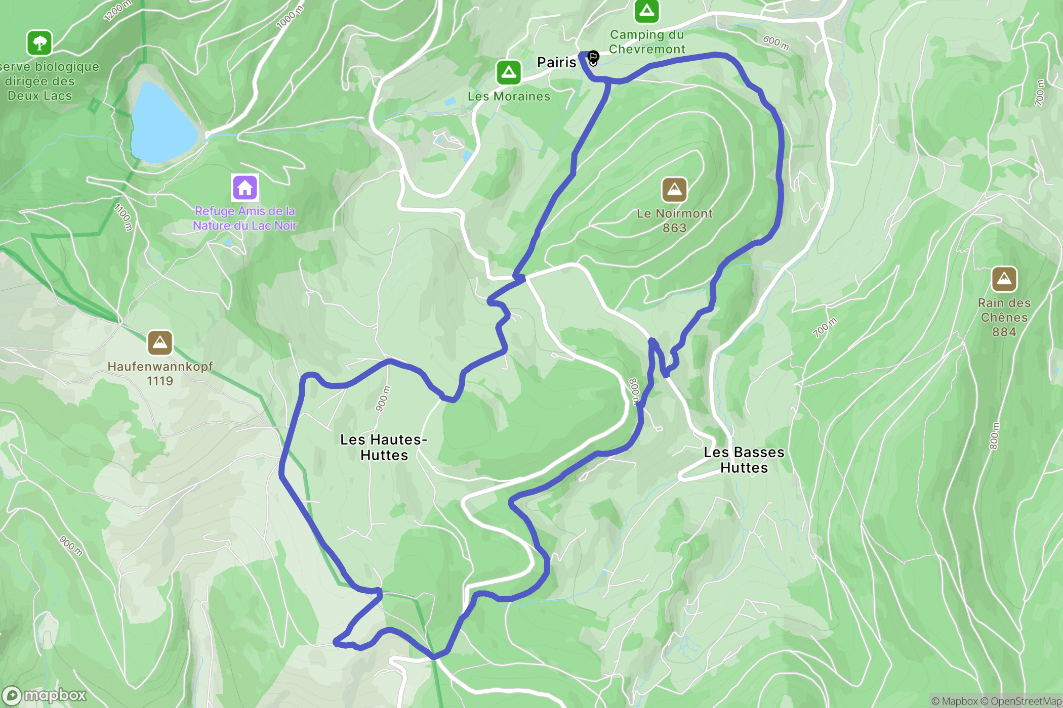 Orbey : carte du parcours de randonnée - France