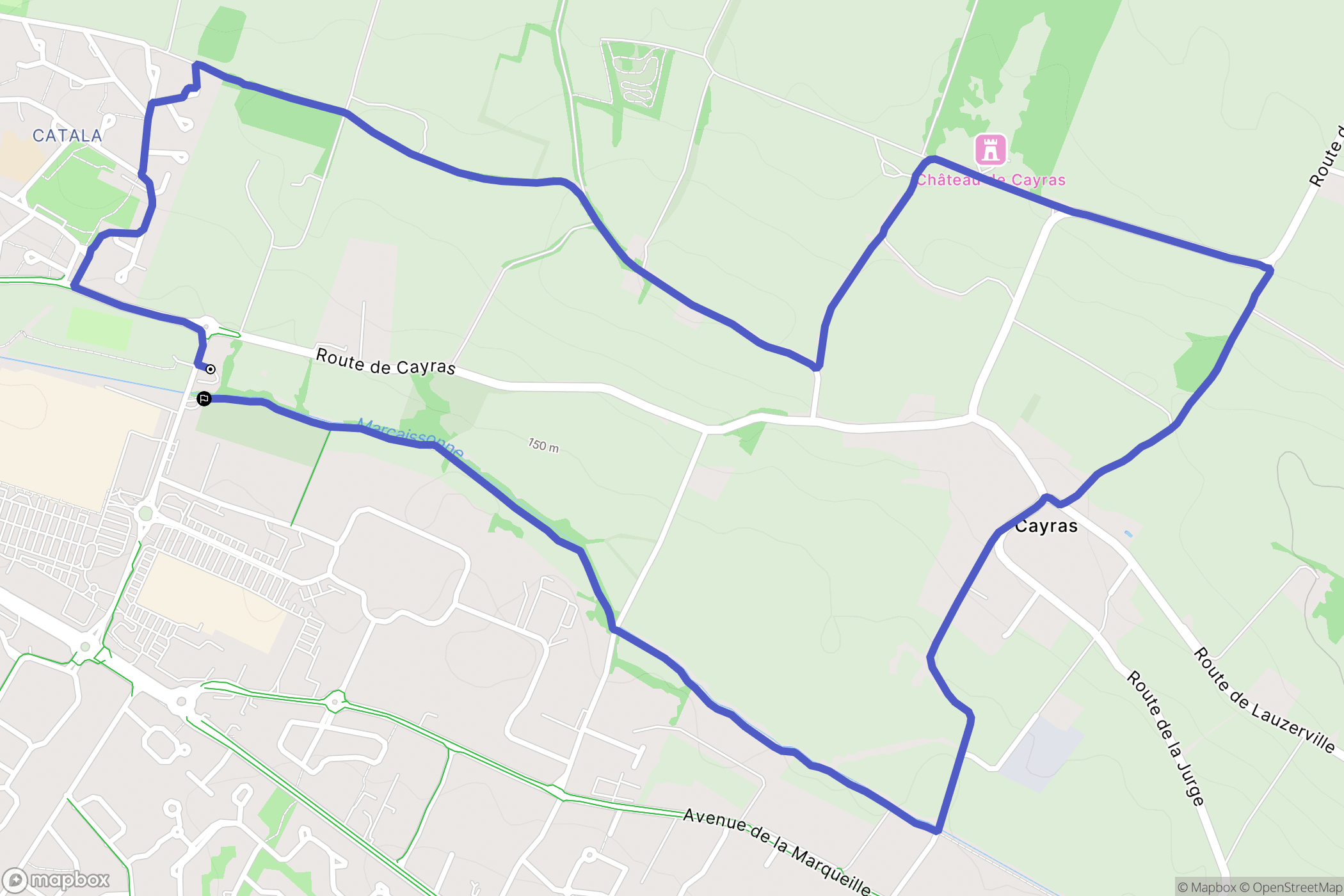 Saint-Orens-de-Gameville : carte du parcours de randonnée - France