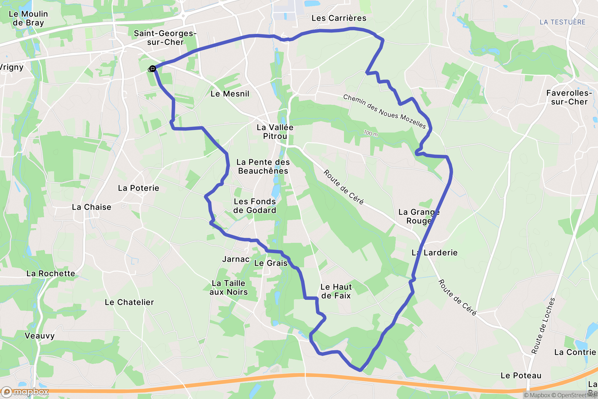Saint-Georges-sur-Cher : carte du parcours de randonnée - France