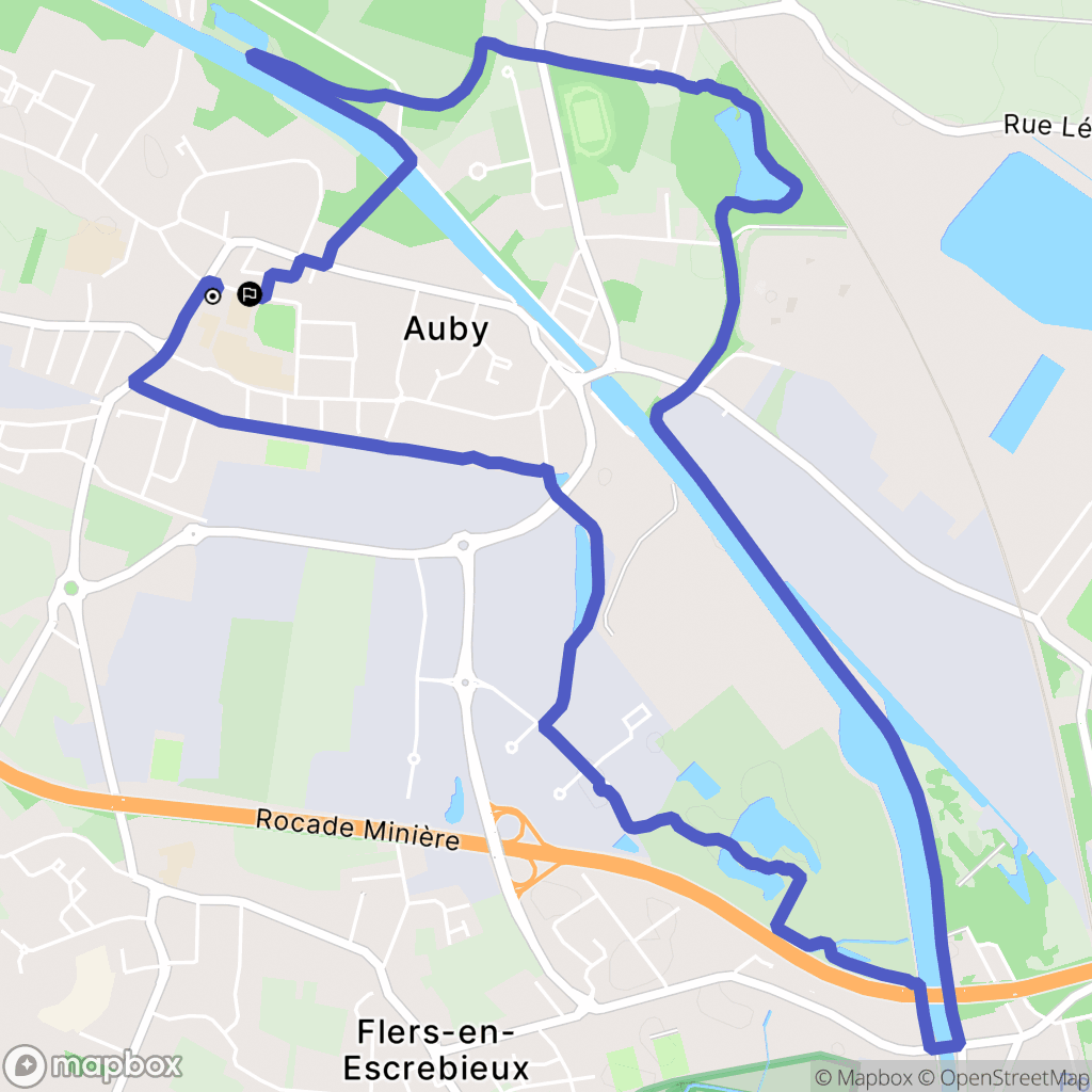 Auby : carte du parcours de randonnée - France