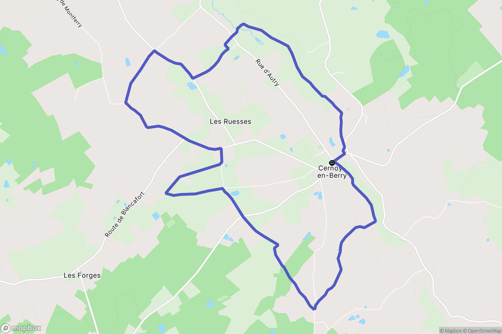 Cernoy en Berry : carte du parcours de randonnée - France