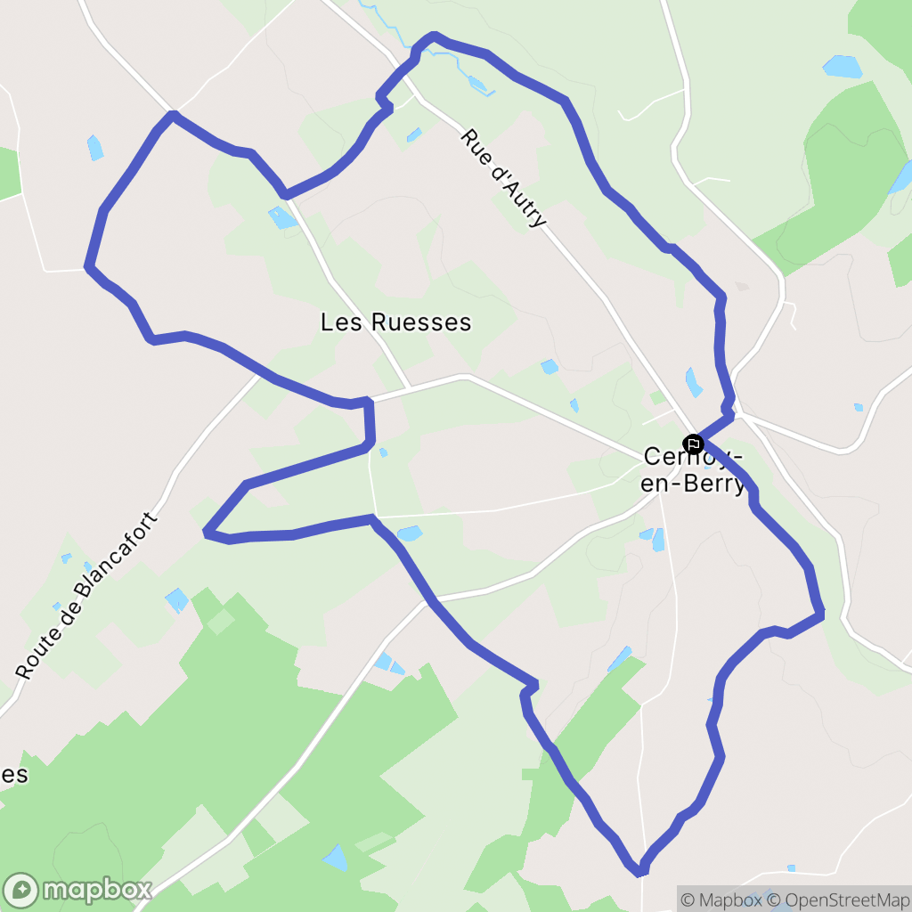 Cernoy en Berry : carte du parcours de randonnée - France