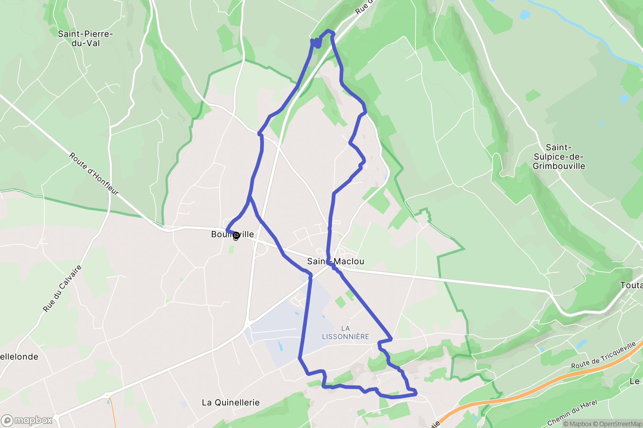 Boulleville : carte du parcours de randonnée - France