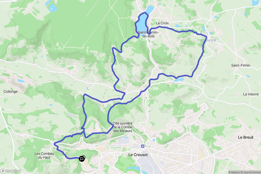 Le Creusot : carte du parcours de randonnée - France