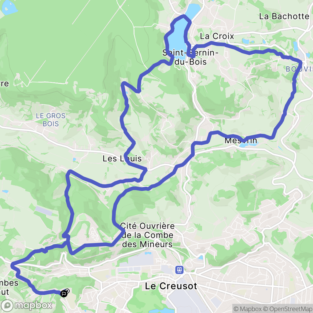 Le Creusot : carte du parcours de randonnée - France