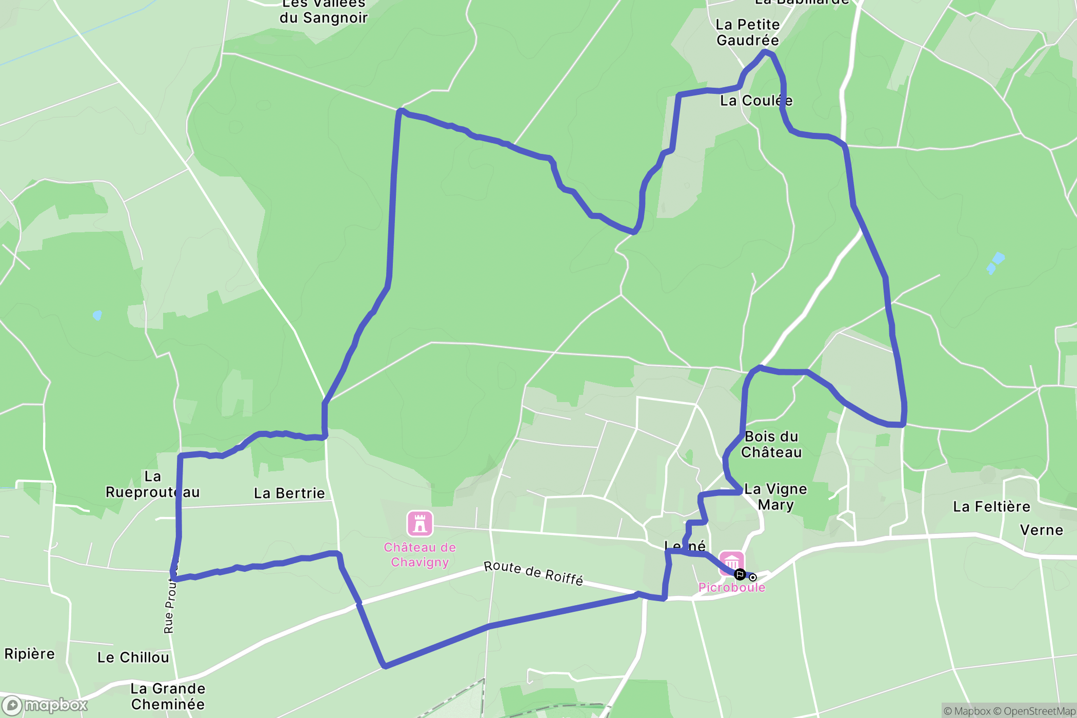 Lerné : carte du parcours de randonnée - France
