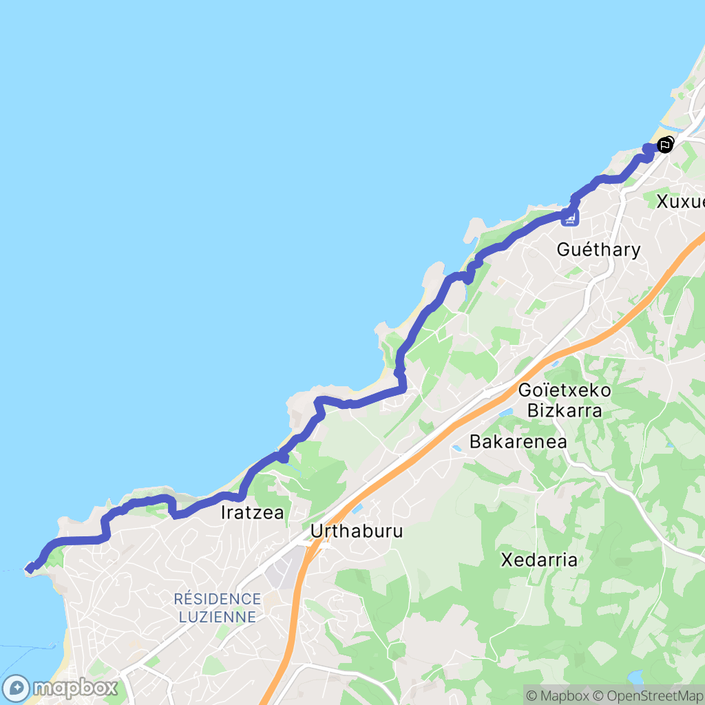 Bidart : carte du parcours de randonnée - France