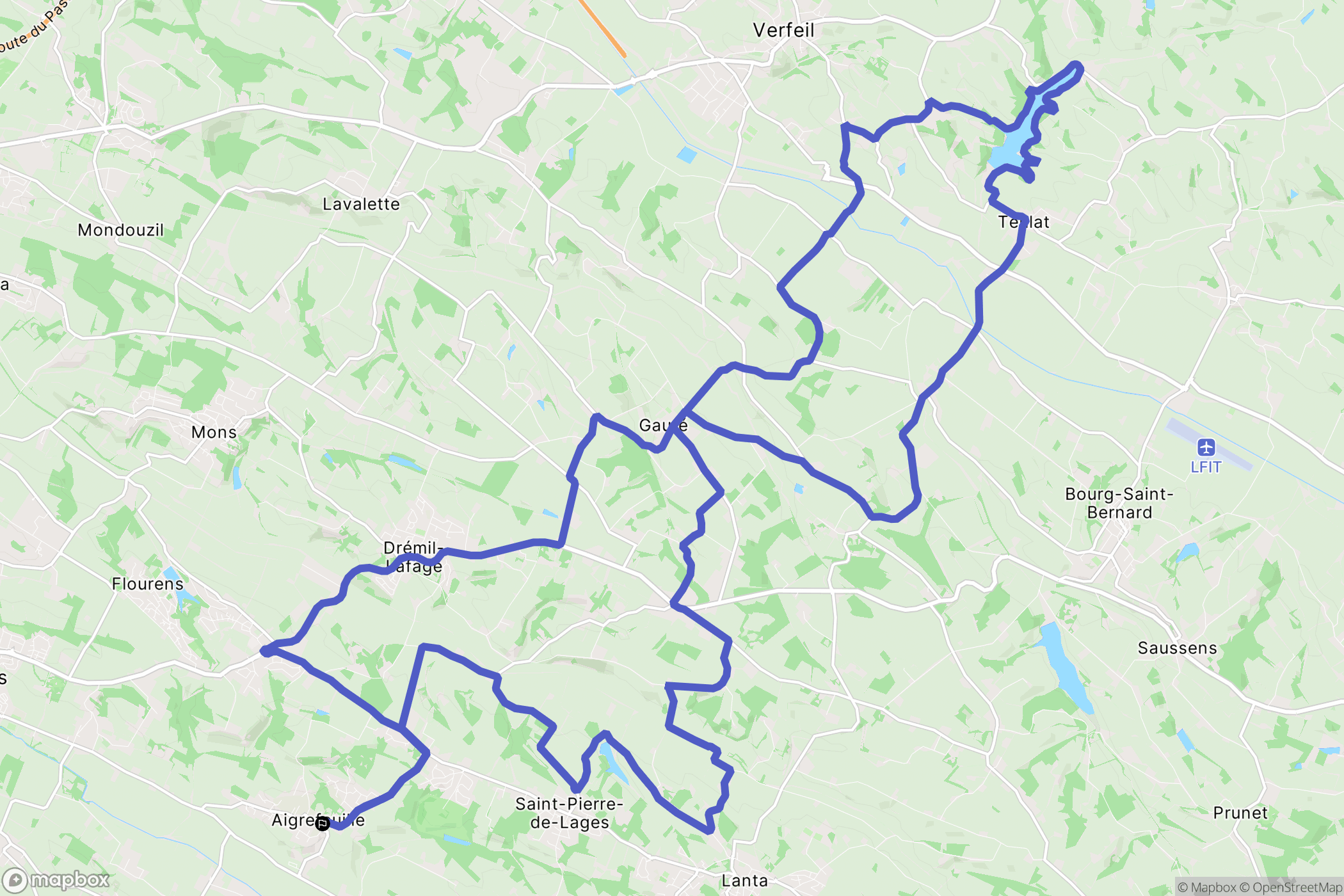 Aigrefeuille : carte du parcours de randonnée - France