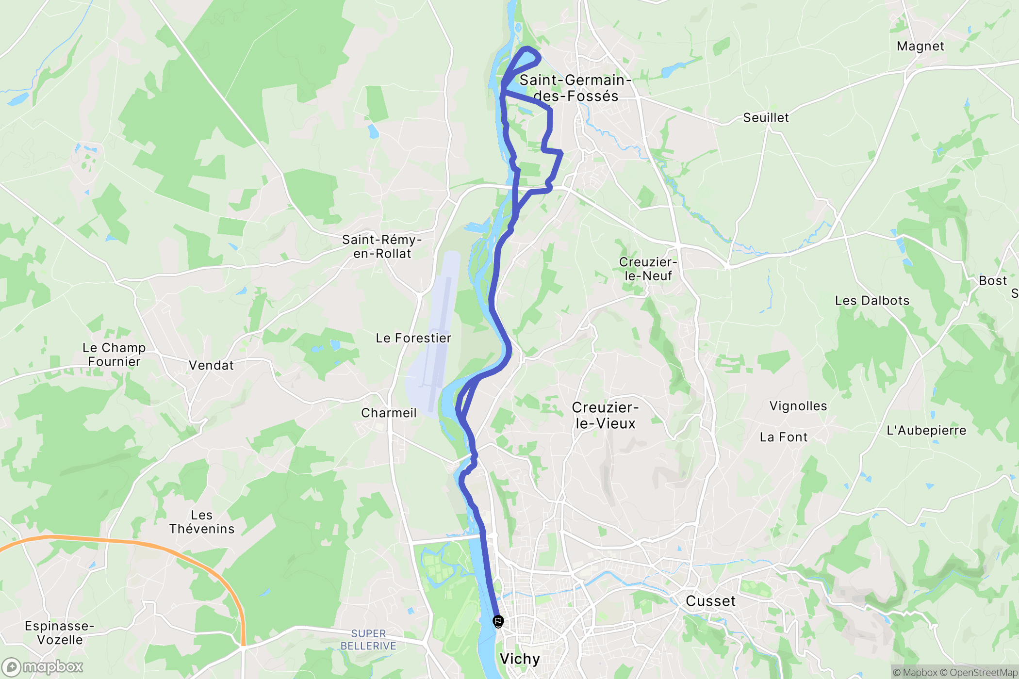 Vichy : carte du parcours de randonnée - France