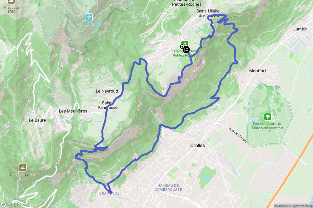 Plateau-des-Petites-Roches : carte du parcours de randonnée - France