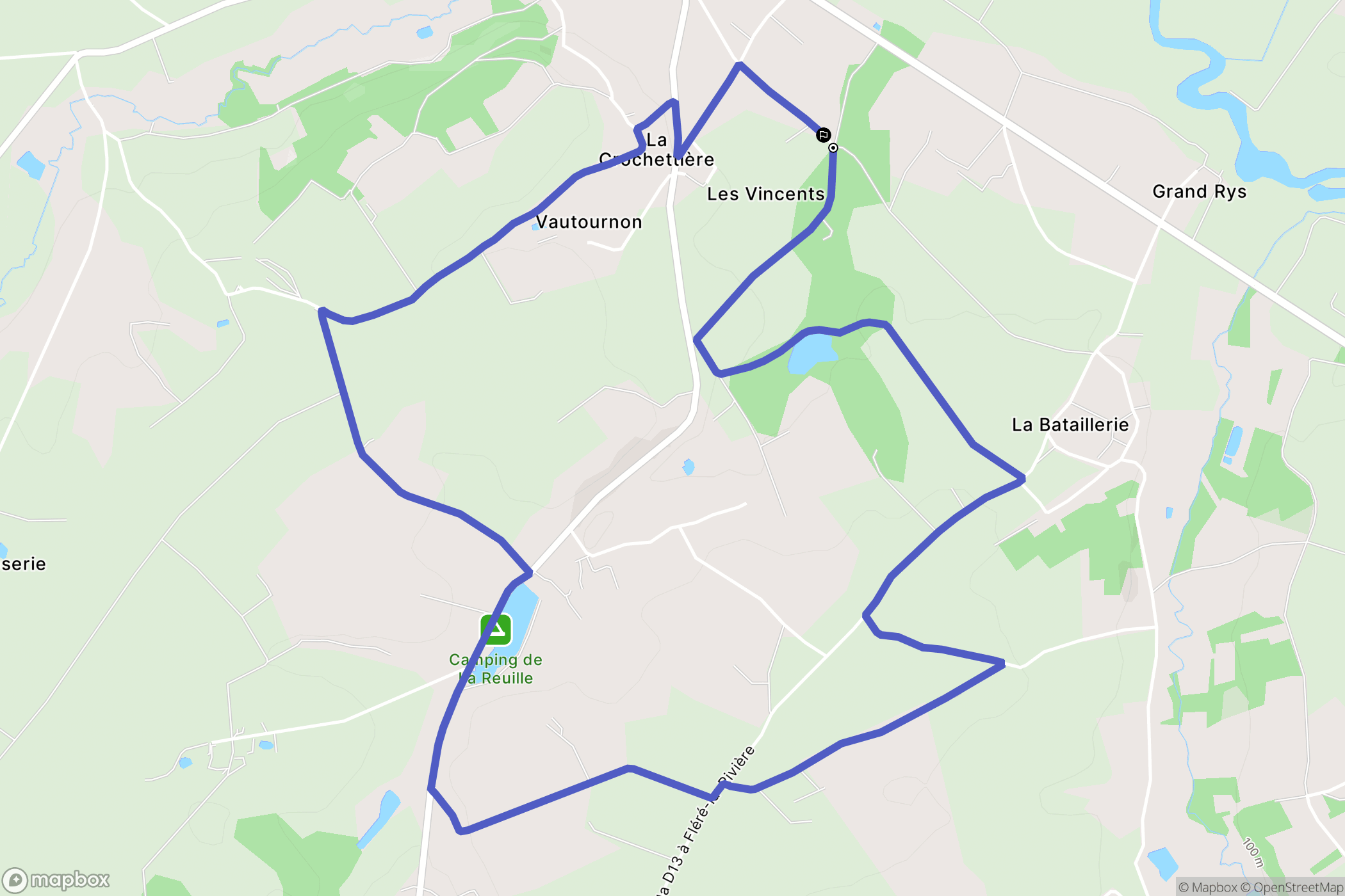 Fléré-la-Rivière : carte du parcours de randonnée - France