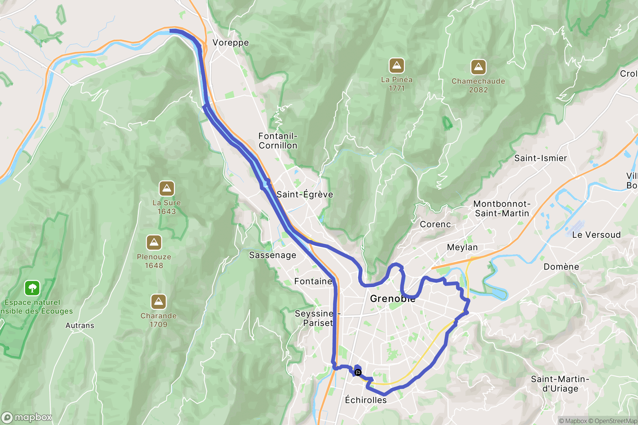 Echirolles : carte du parcours de randonnée - France