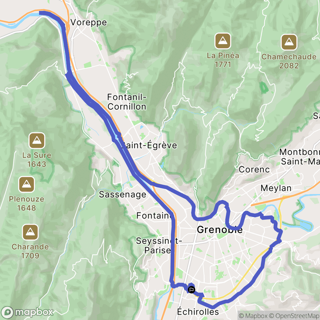 Echirolles : carte du parcours de randonnée - France