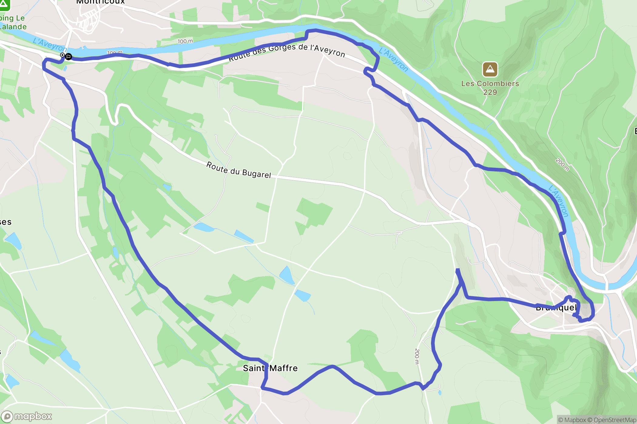 Montricoux : carte du parcours de randonnée - France