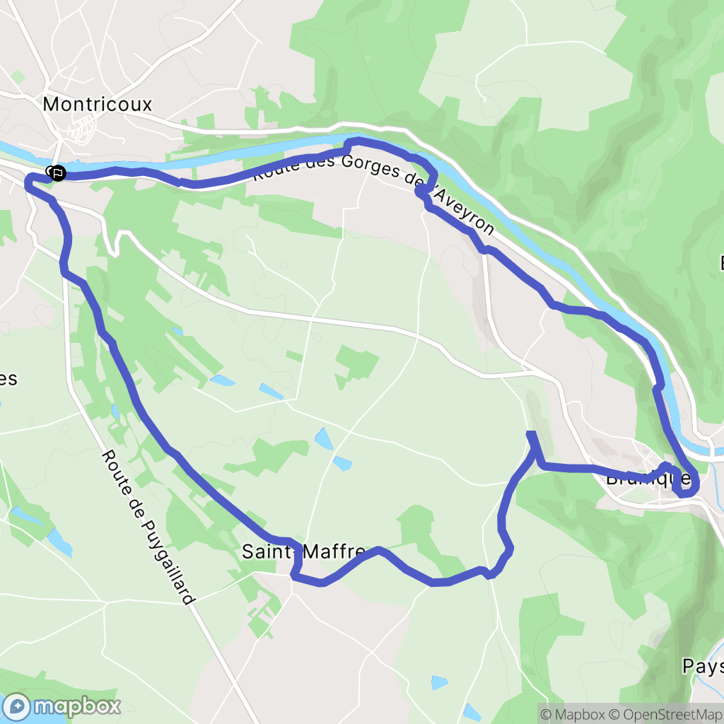 Montricoux : carte du parcours de randonnée - France