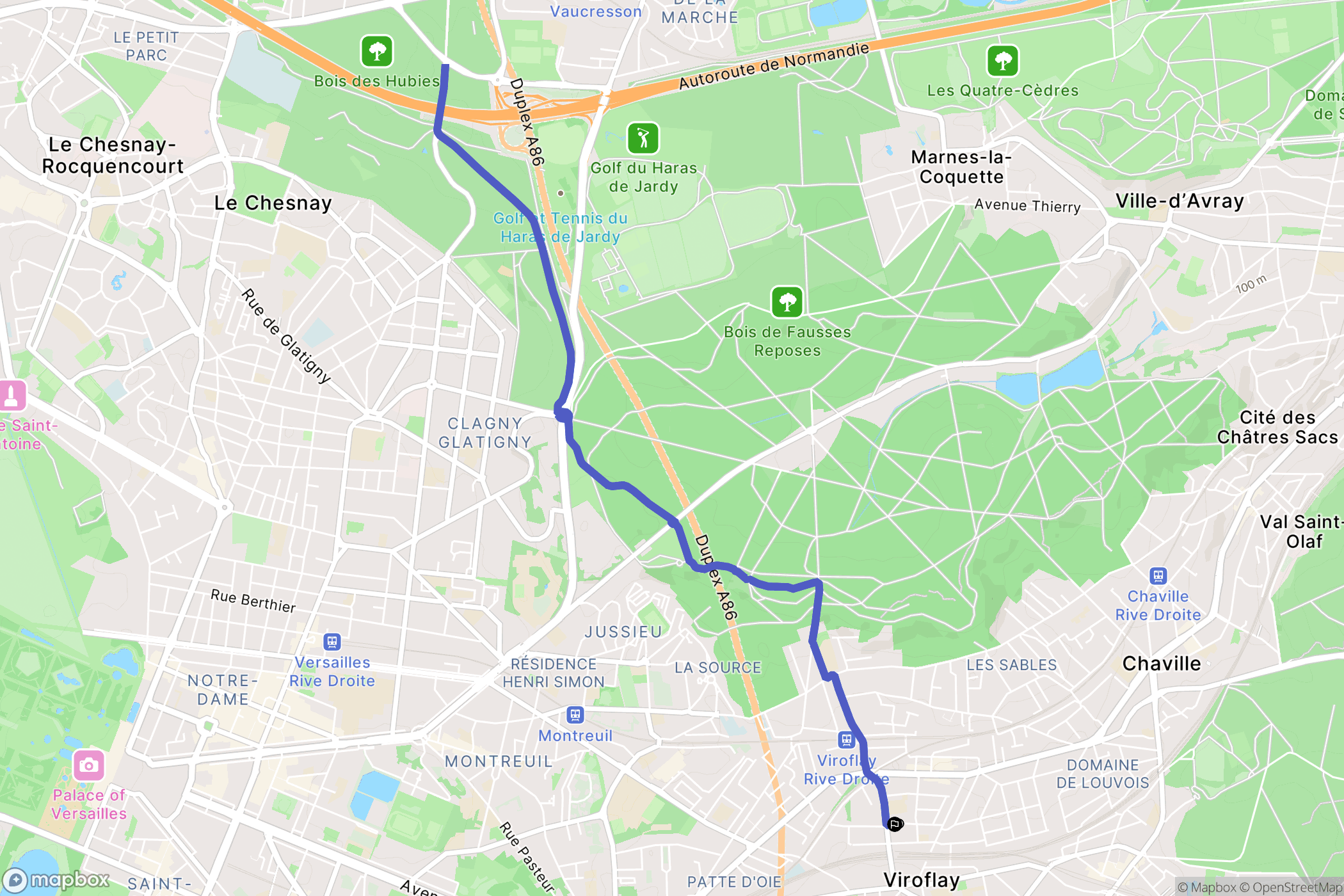 Viroflay : carte du parcours de randonnée - France