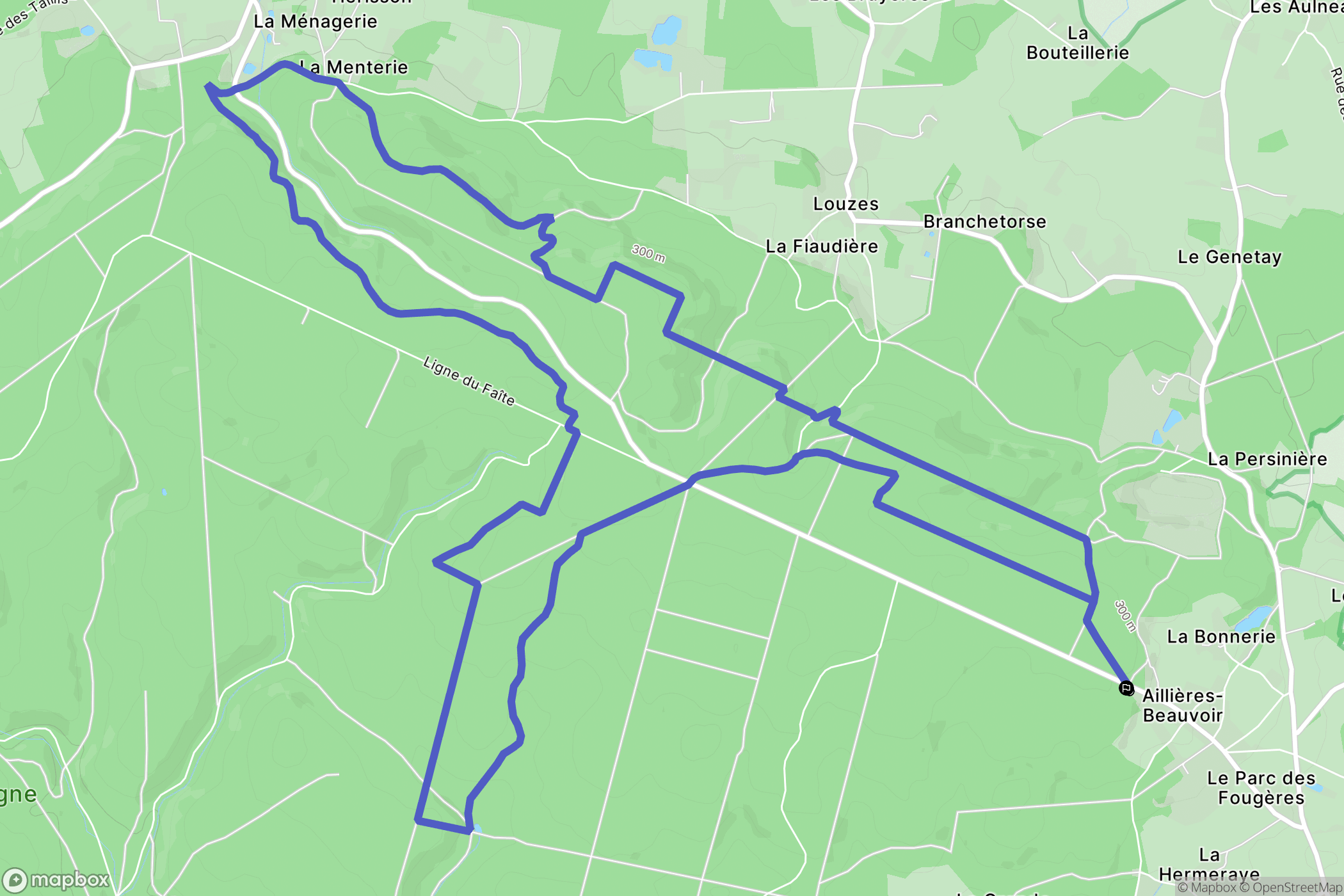 Aillières-Beauvoir : carte du parcours de randonnée - France