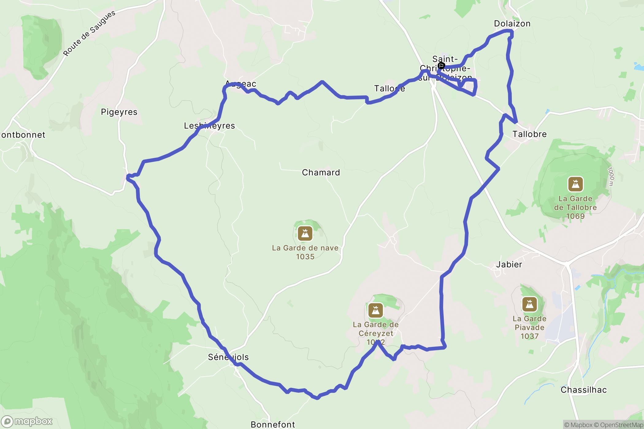 St Christophe sur Dolaison : carte du parcours de randonnée - France