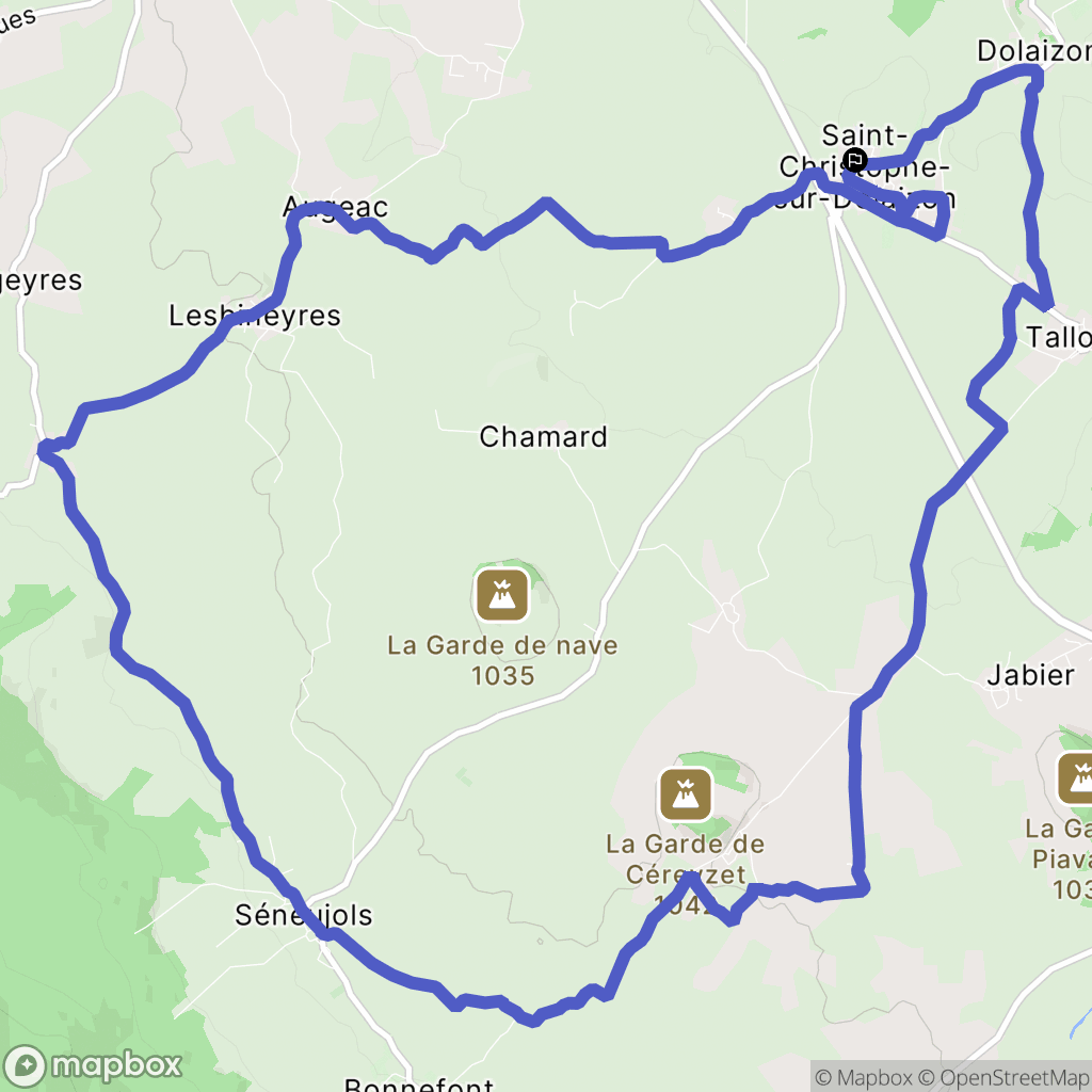 St Christophe sur Dolaison : carte du parcours de randonnée - France