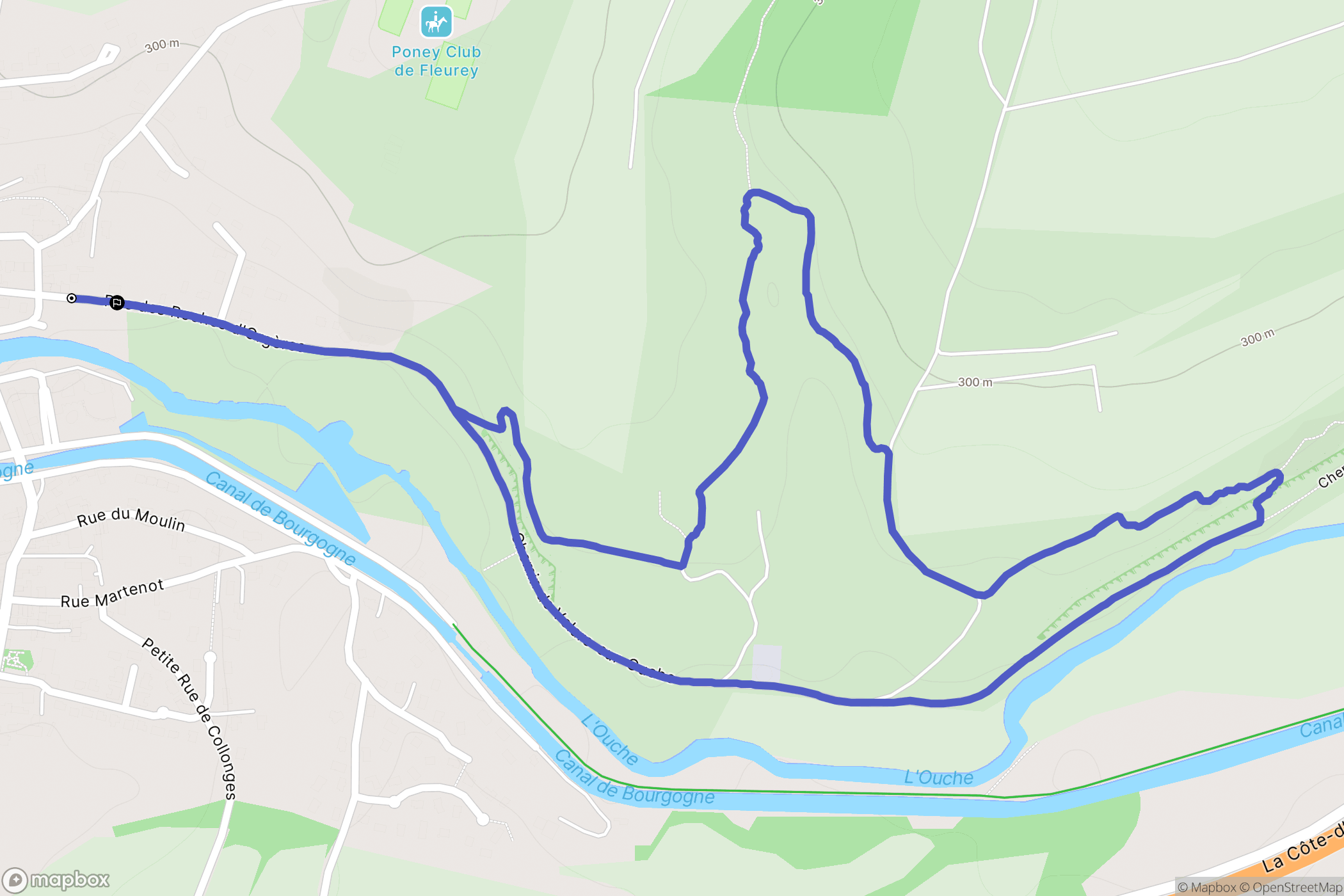 Fleurey-sur-Ouche : carte du parcours de randonnée - France