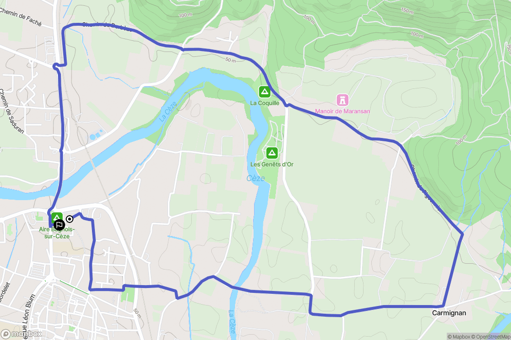 Bagnols-sur-Cèze : carte du parcours de randonnée - France