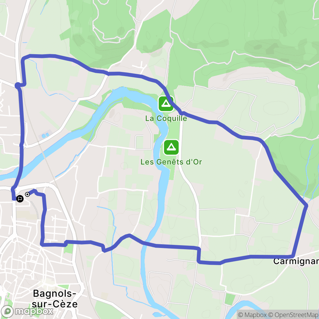 Bagnols-sur-Cèze : carte du parcours de randonnée - France