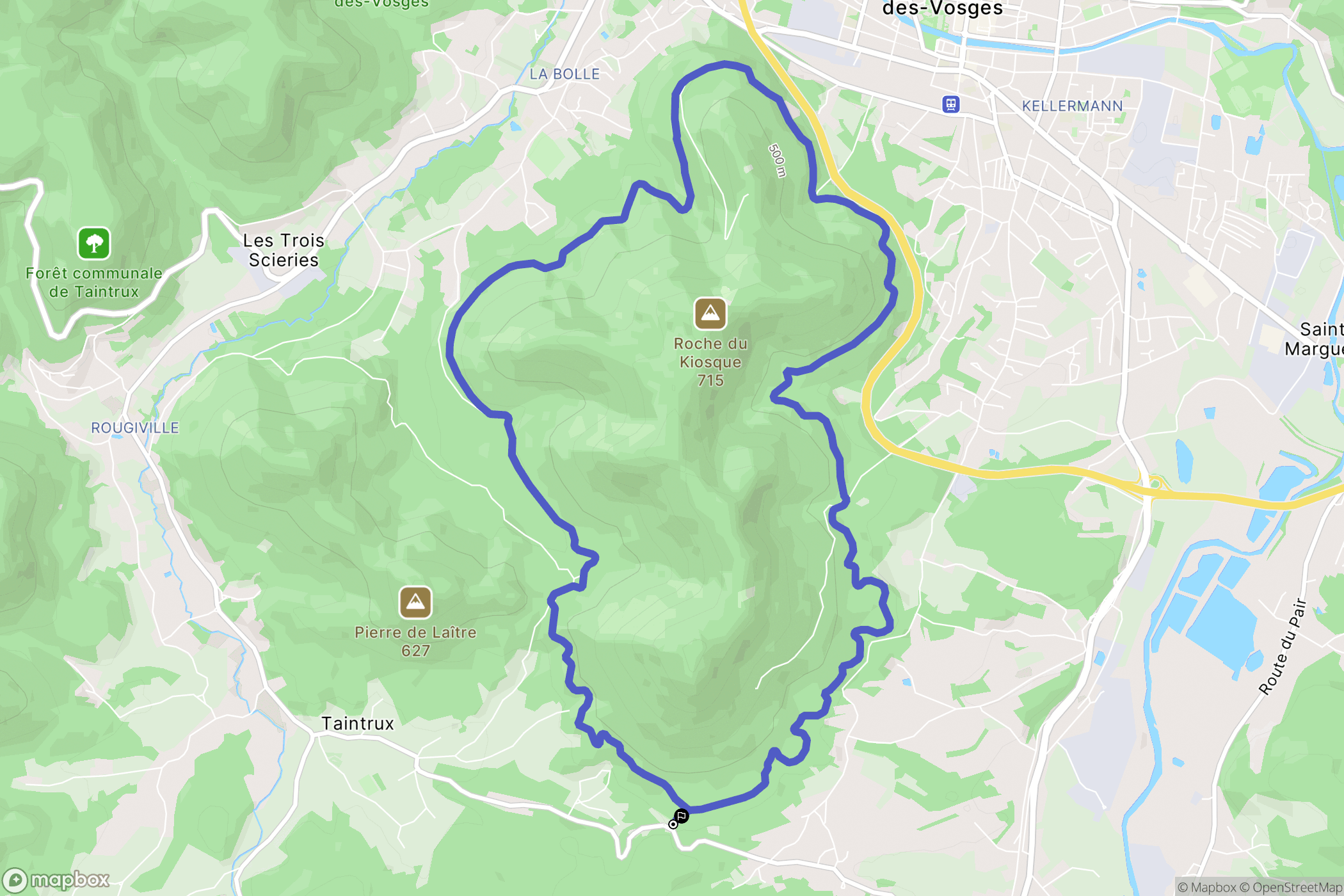 Saulcy-sur-Meurthe : carte du parcours de randonnée - France