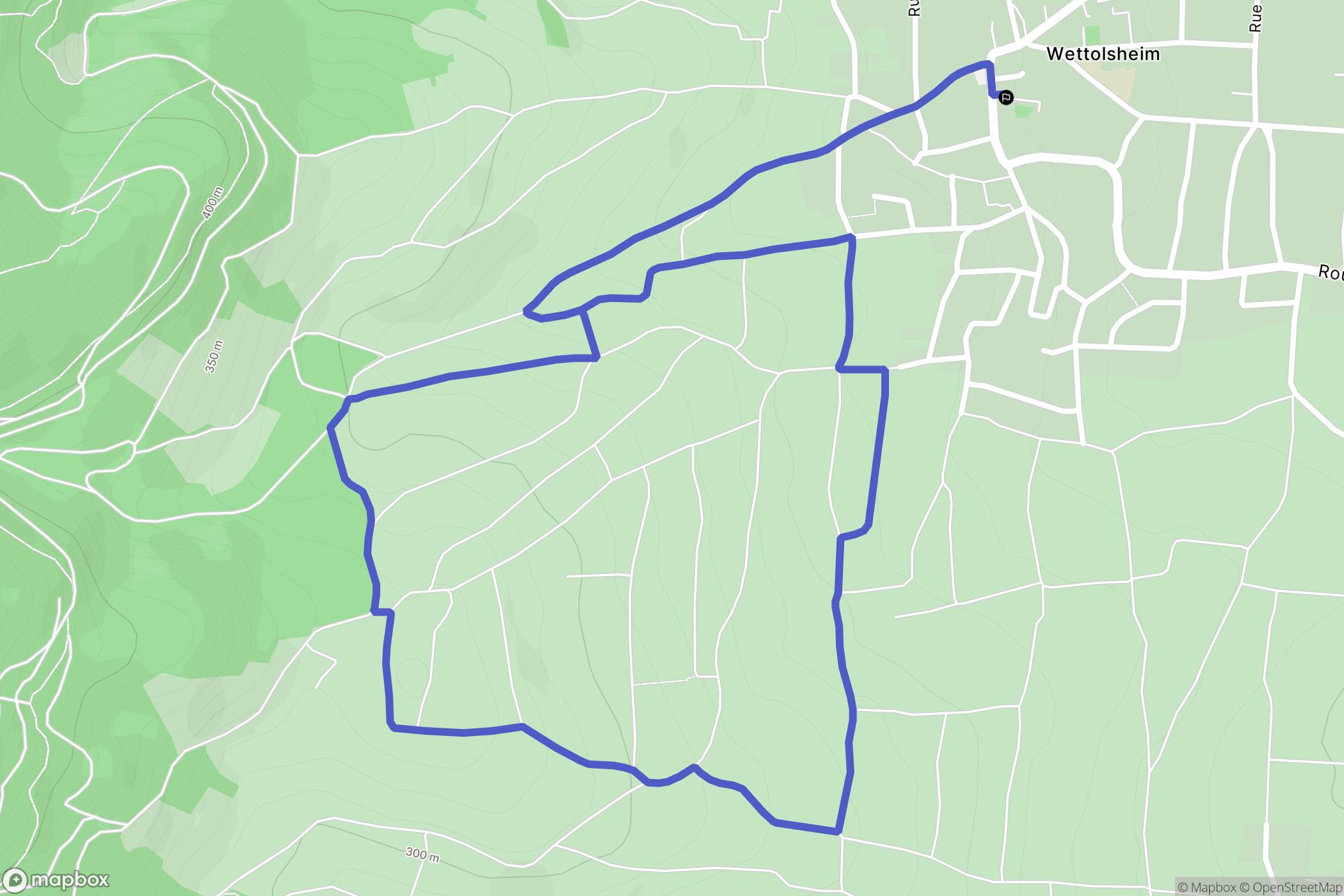 Wettolsheim : carte du parcours de randonnée - France