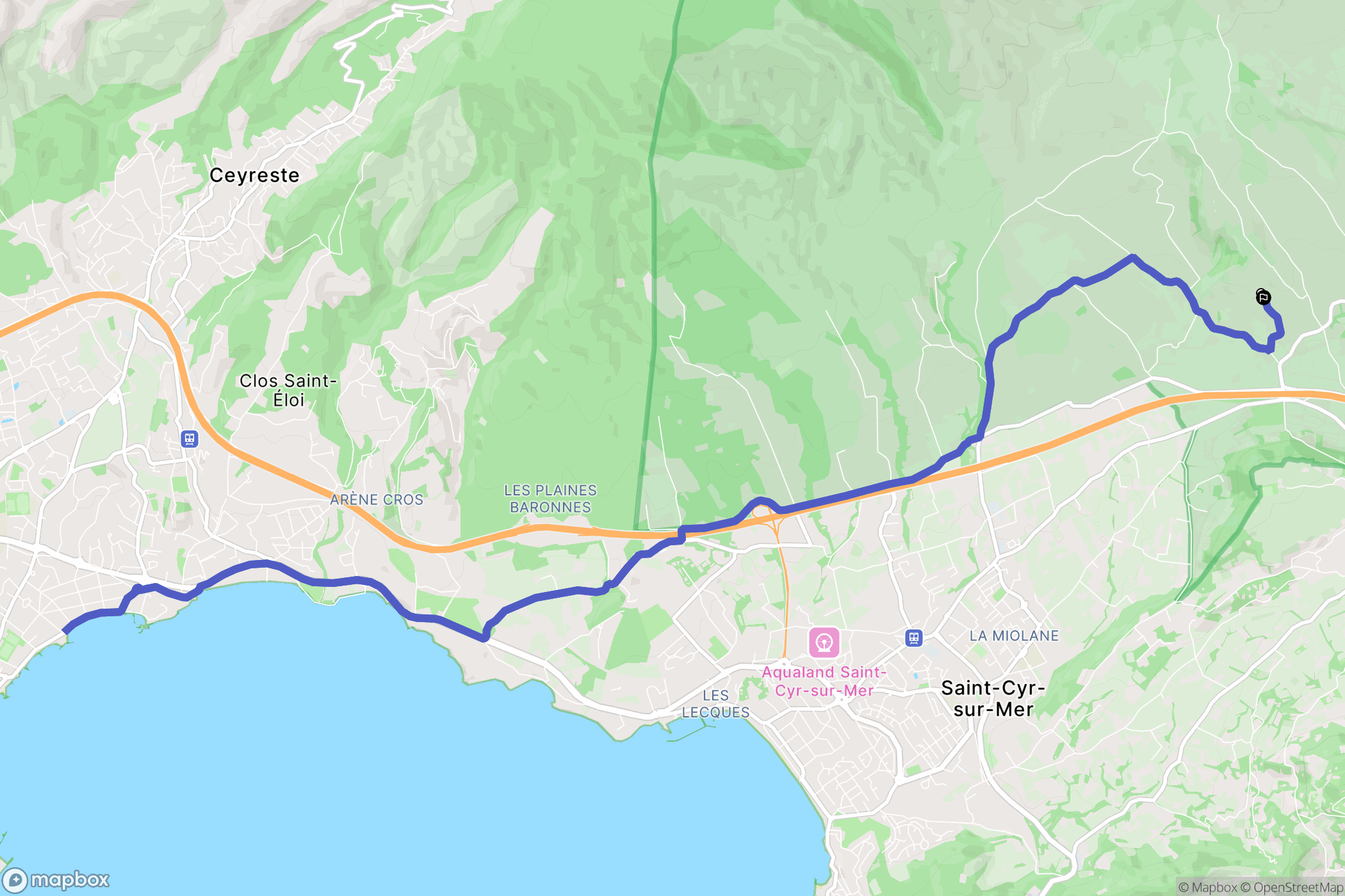La Cadière-d'Azur : carte du parcours de randonnée - France