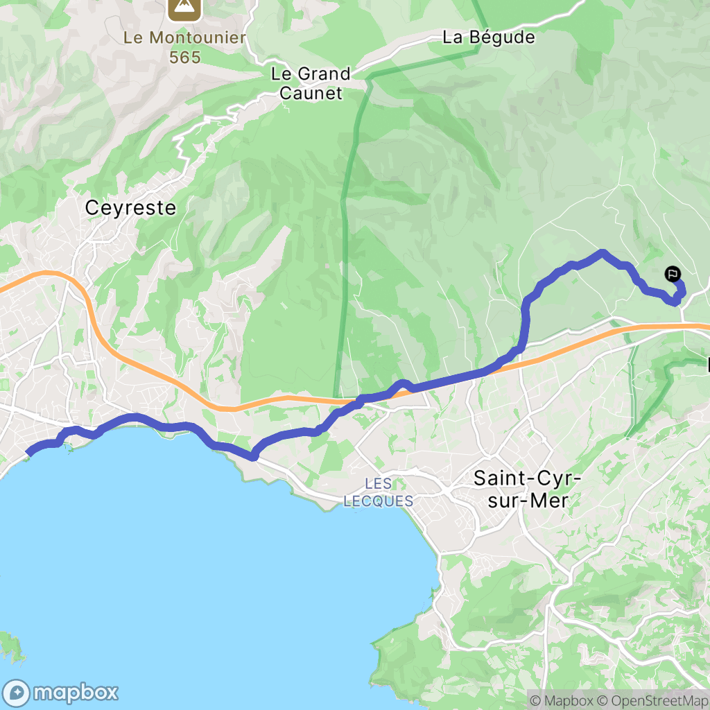 La Cadière-d'Azur : carte du parcours de randonnée - France