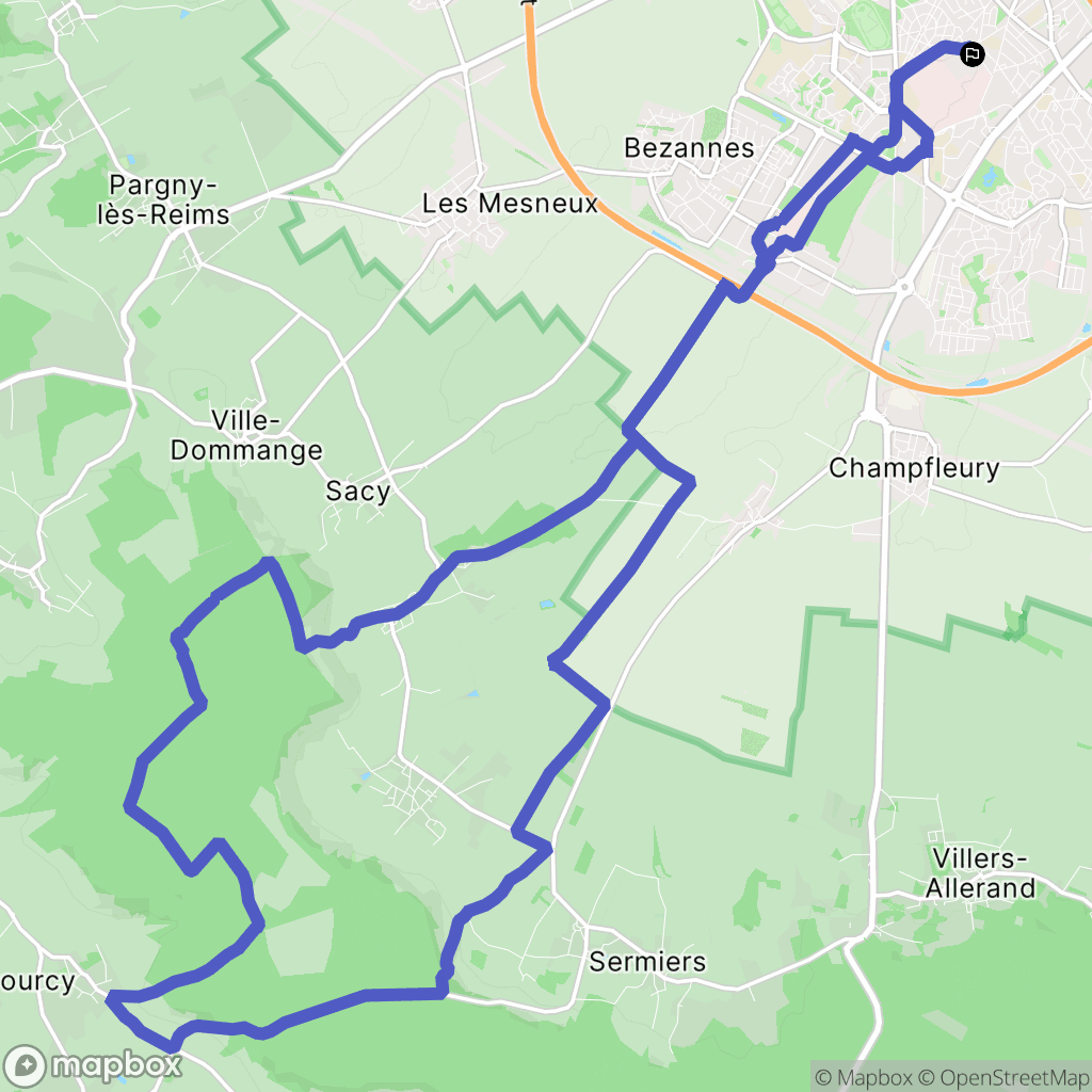 Reims : carte du parcours de randonnée - France