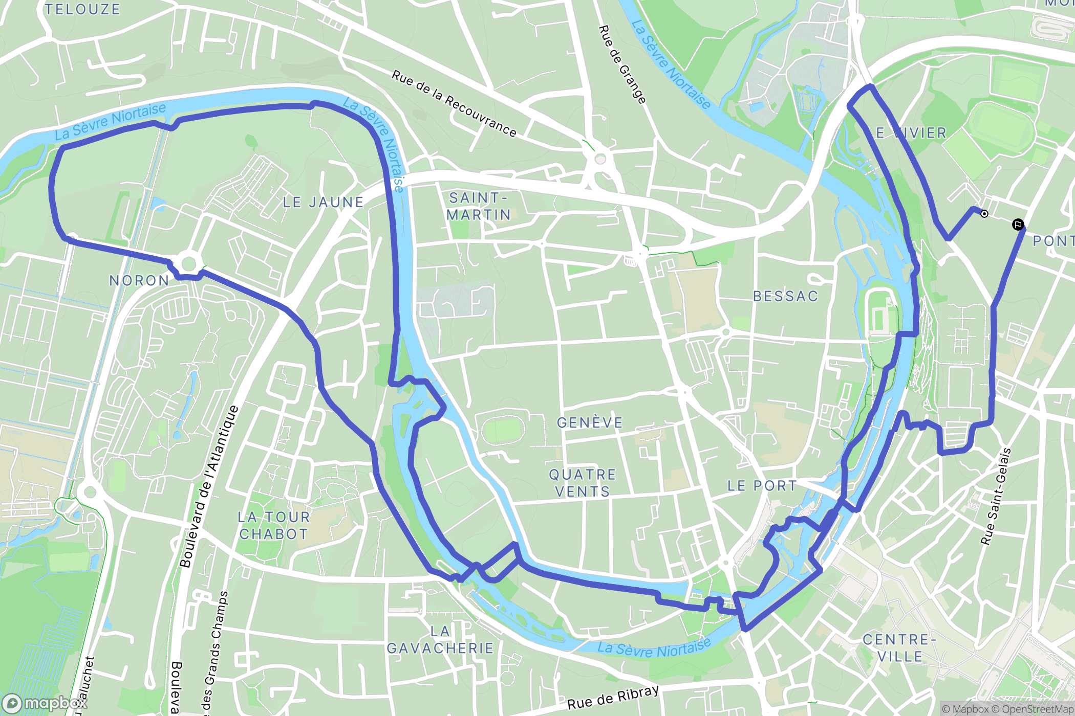 Niort : carte du parcours de randonnée - France