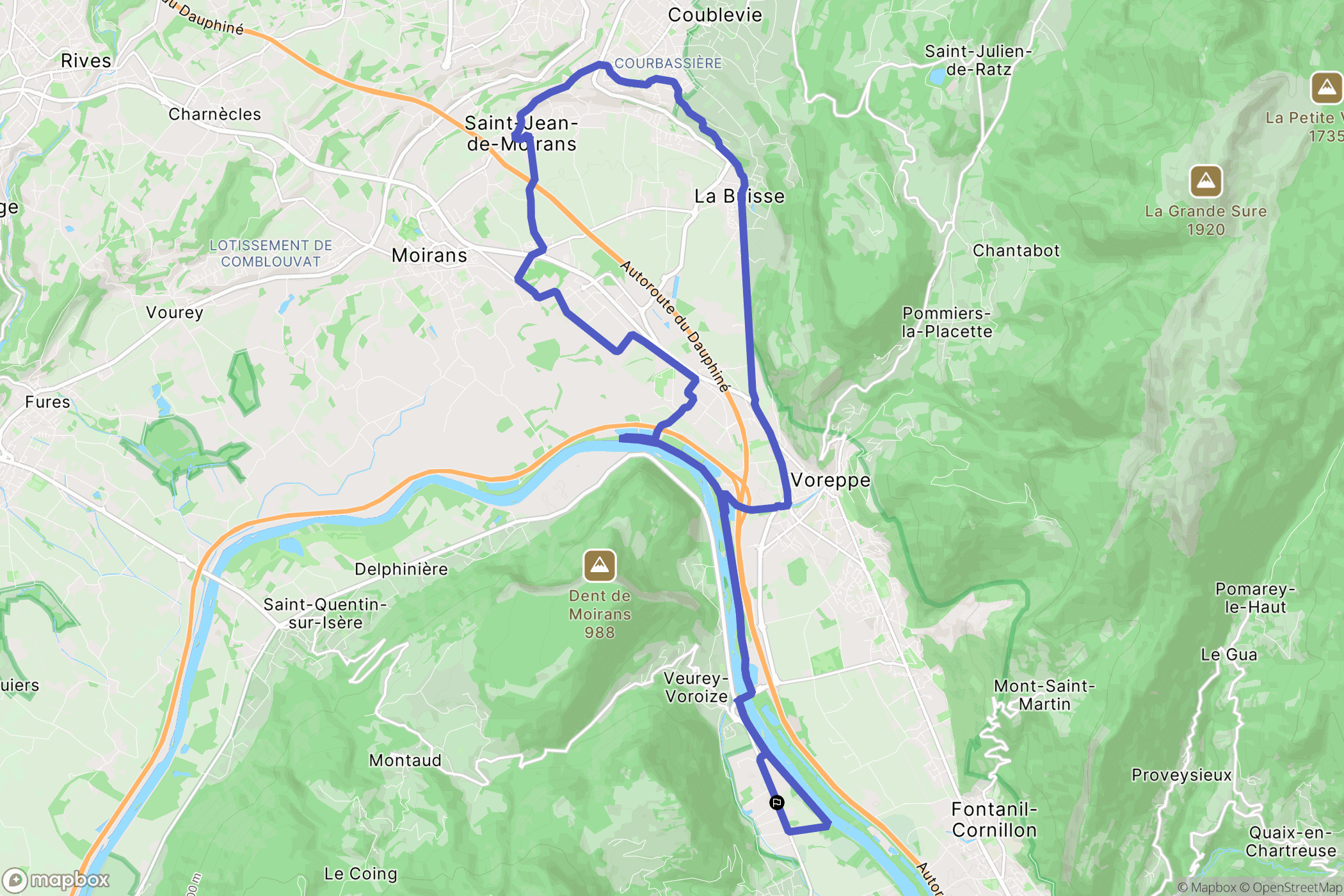 Veurey-Voroize : carte du parcours de randonnée - France