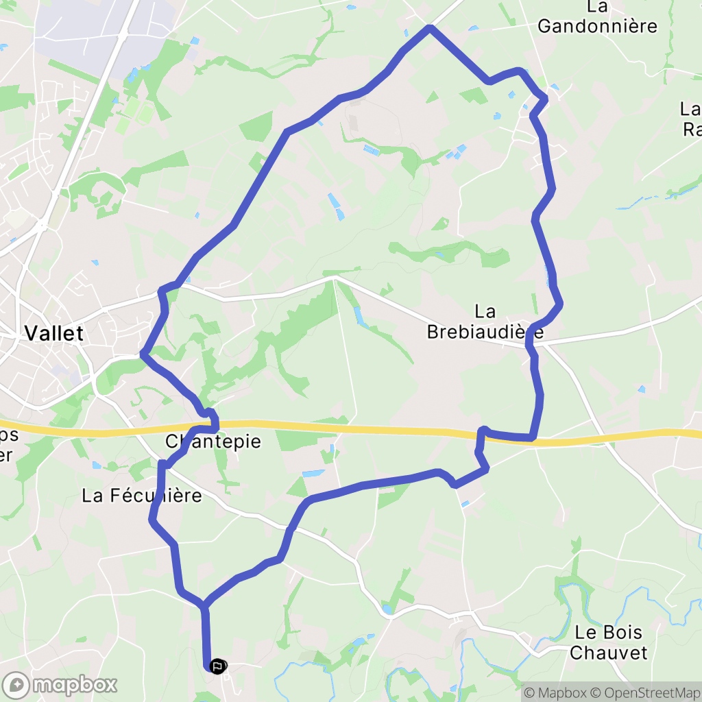 Vallet : carte du parcours de randonnée - France