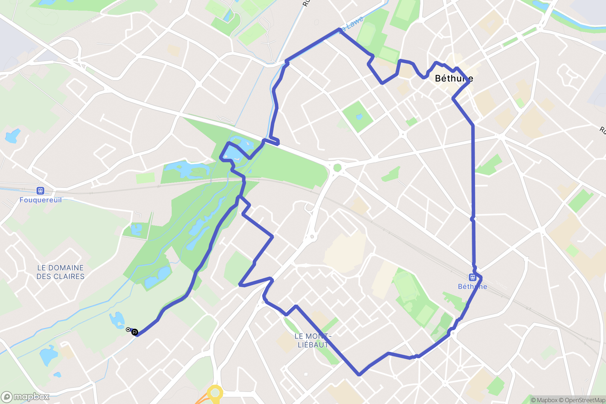 Fouquières-lès-Béthune : carte du parcours de randonnée - France