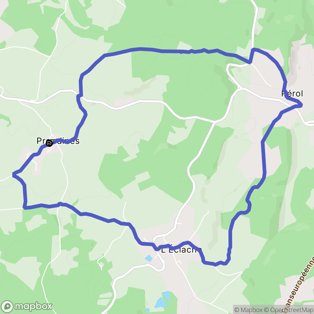 Prondines : carte du parcours de randonnée - France
